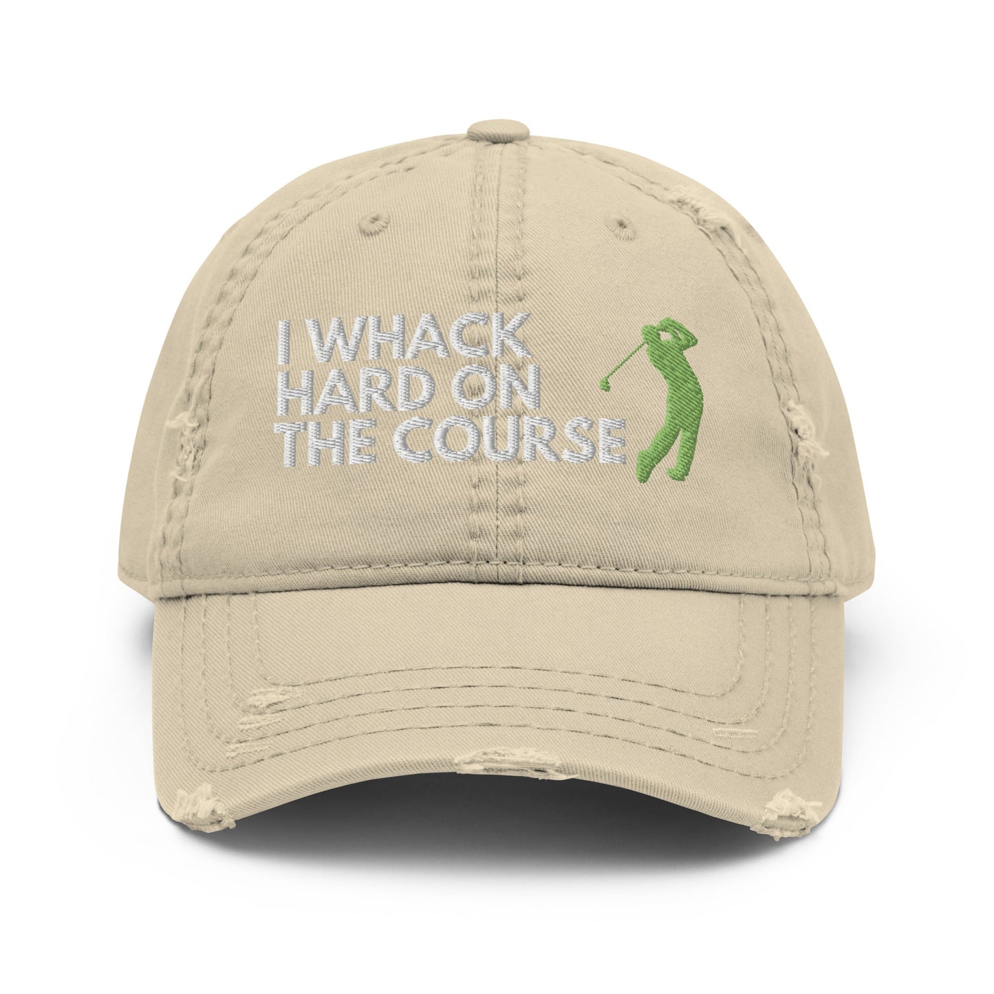 Funny Golfer Gifts  Distressed Cap Khaki I Whack Hard On The Course Distressed Hat