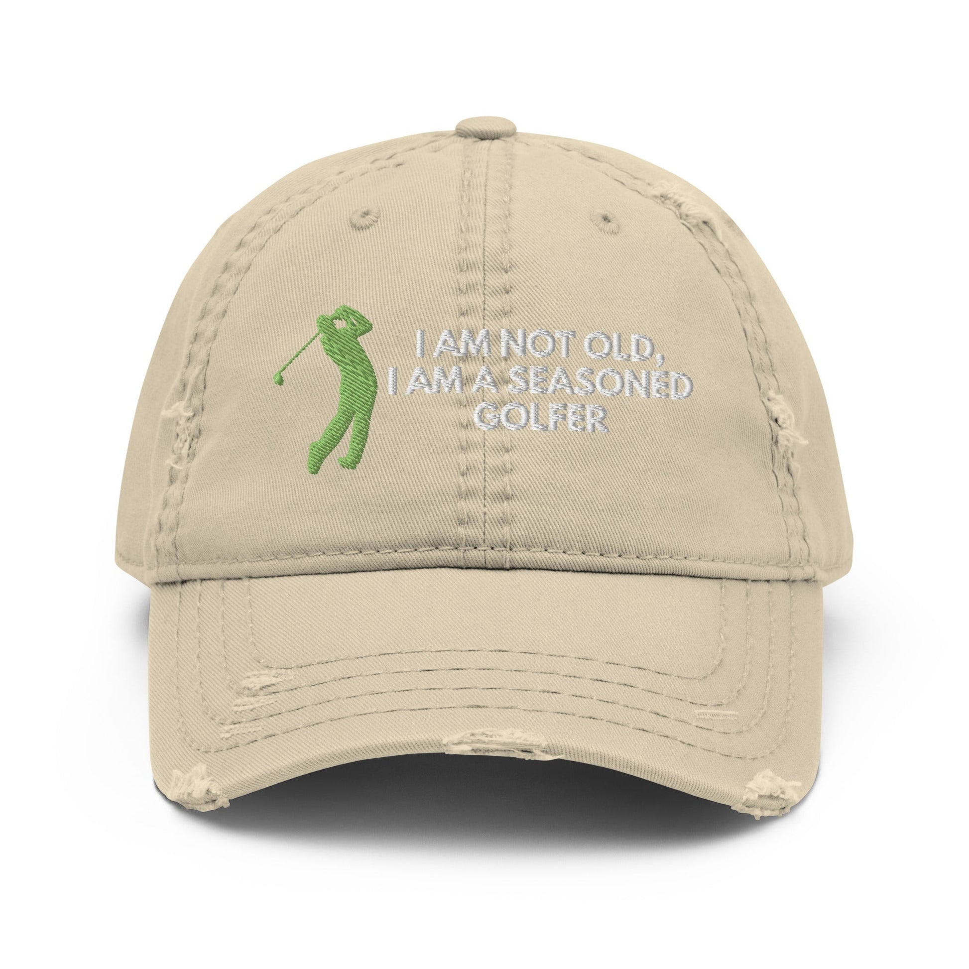 Funny Golfer Gifts  Distressed Cap Khaki Im Not Old I Am A Seasoned Golfer Hat Distressed Hat