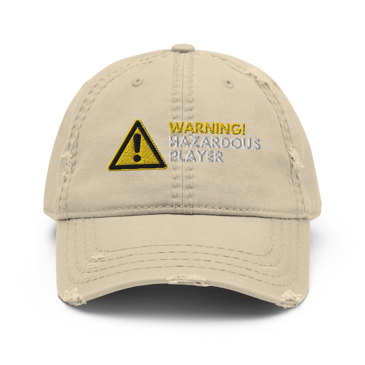Funny Golfer Gifts  Distressed Cap Khaki Warning Hazardous Player Distressed Hat