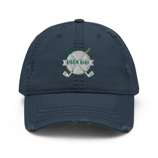 Funny Golfer Gifts  Distressed Cap Navy Birdie Babe Distressed Hat