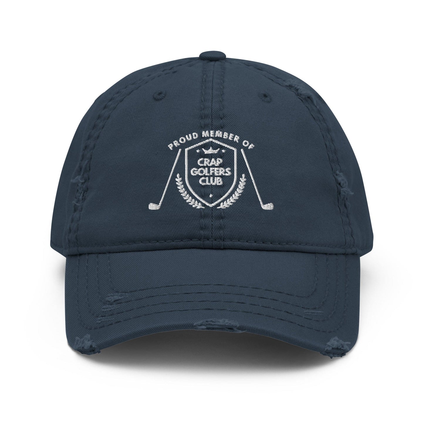 Funny Golfer Gifts  Distressed Cap Navy Crap Golfers Club Distressed Hat
