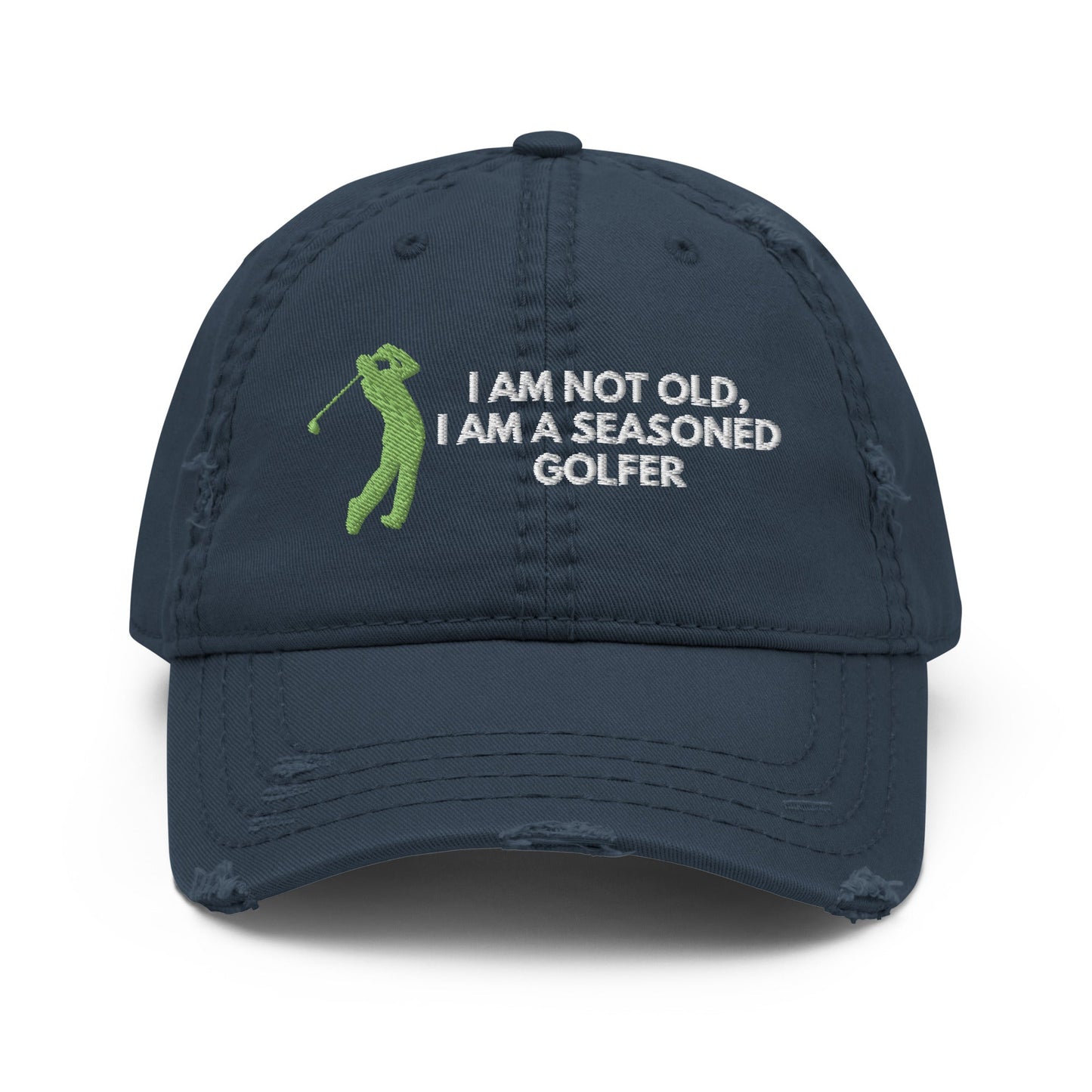 Funny Golfer Gifts  Distressed Cap Navy Im Not Old I Am A Seasoned Golfer Hat Distressed Hat