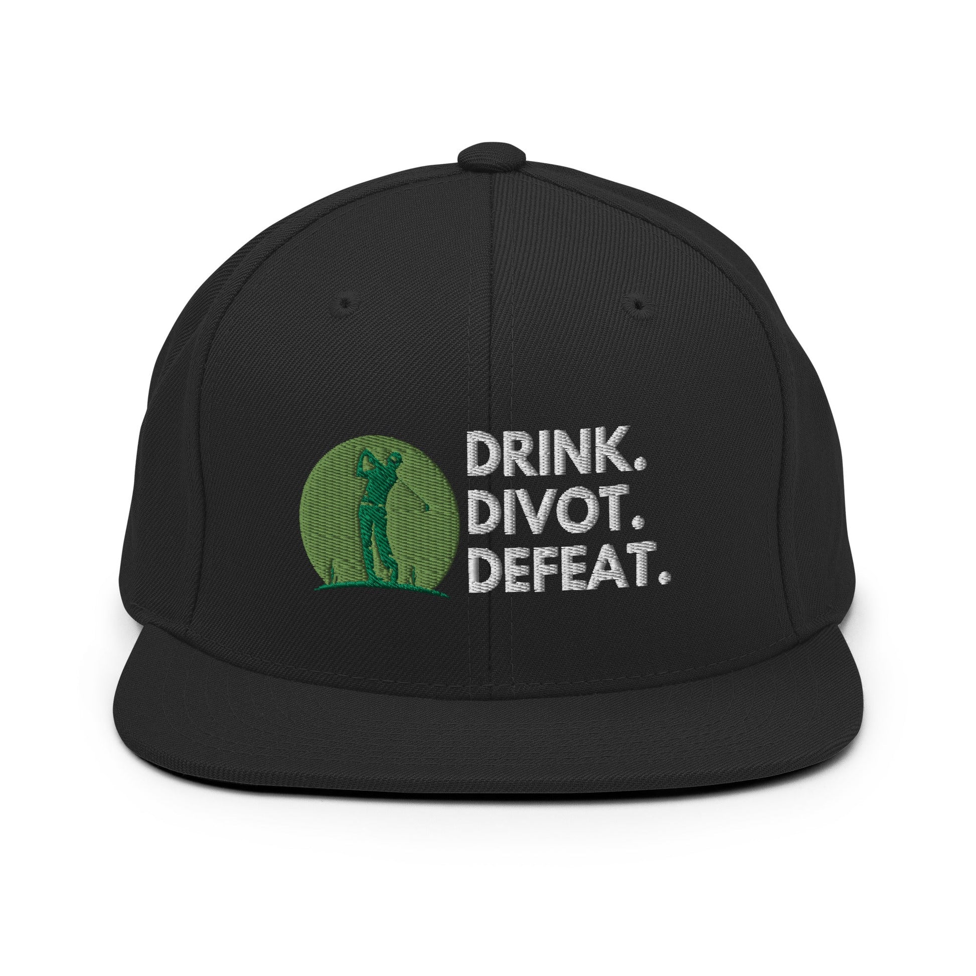 Funny Golfer Gifts  Snapback Hat Black Drink. Divot. Defeat Snapback Hat
