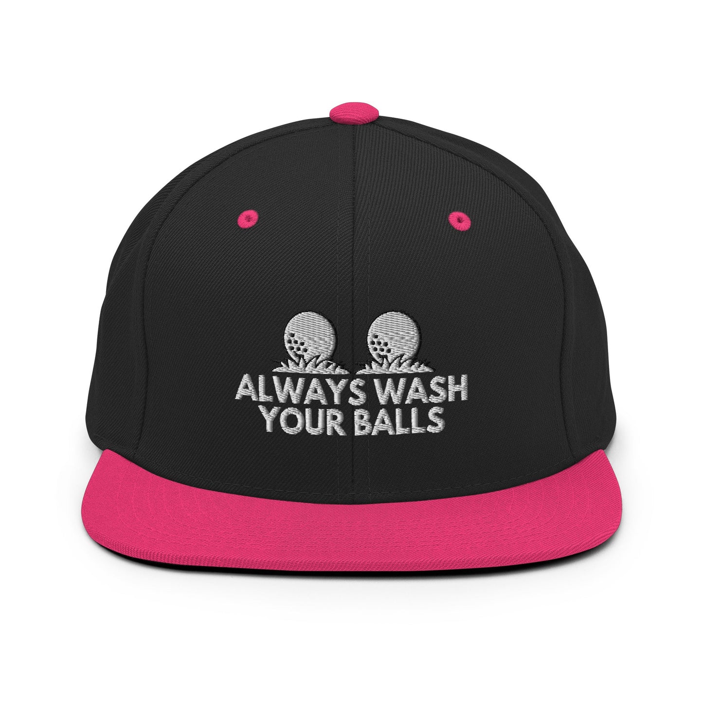 Funny Golfer Gifts  Snapback Hat Black/ Neon Pink Always Wash Your Balls Hat Snapback Hat