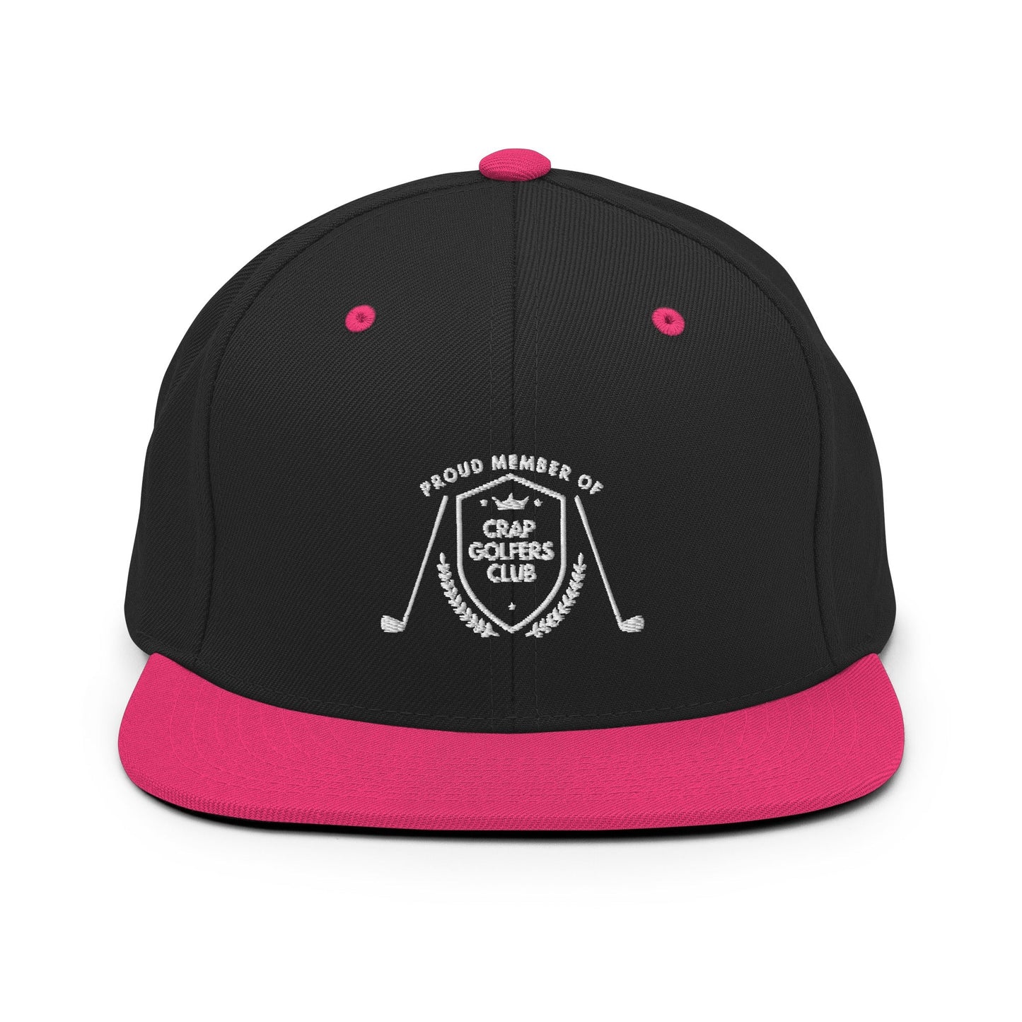 Funny Golfer Gifts  Snapback Hat Black/ Neon Pink Crap Golfers Club Snapback Hat