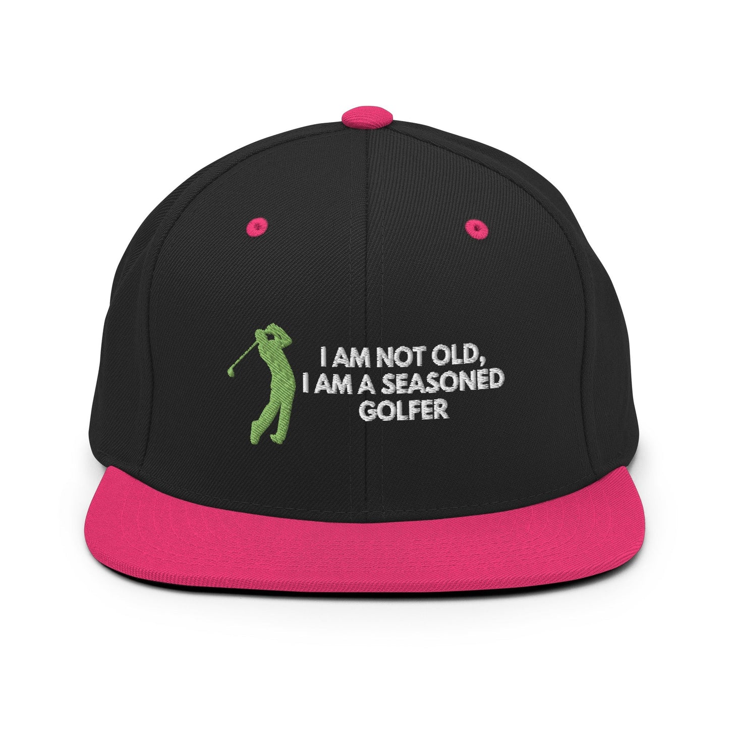 Funny Golfer Gifts  Snapback Hat Black/ Neon Pink Im Not Old I Am A Seasoned Golfer Hat Snapback Hat