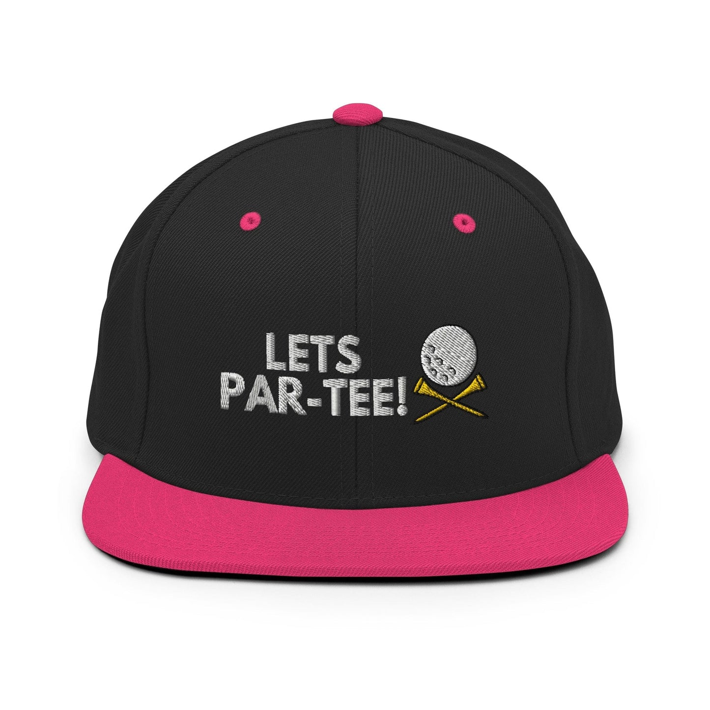 Funny Golfer Gifts  Snapback Hat Black/ Neon Pink Lets Par-Tee Hat Snapback Hat