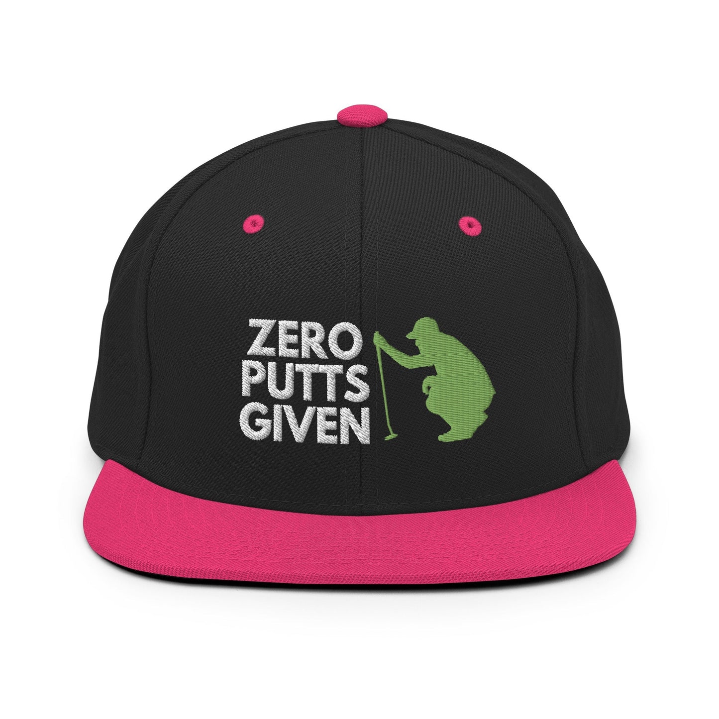 Funny Golfer Gifts  Snapback Hat Black/ Neon Pink Zero Putts Given Hat Snapback Hat