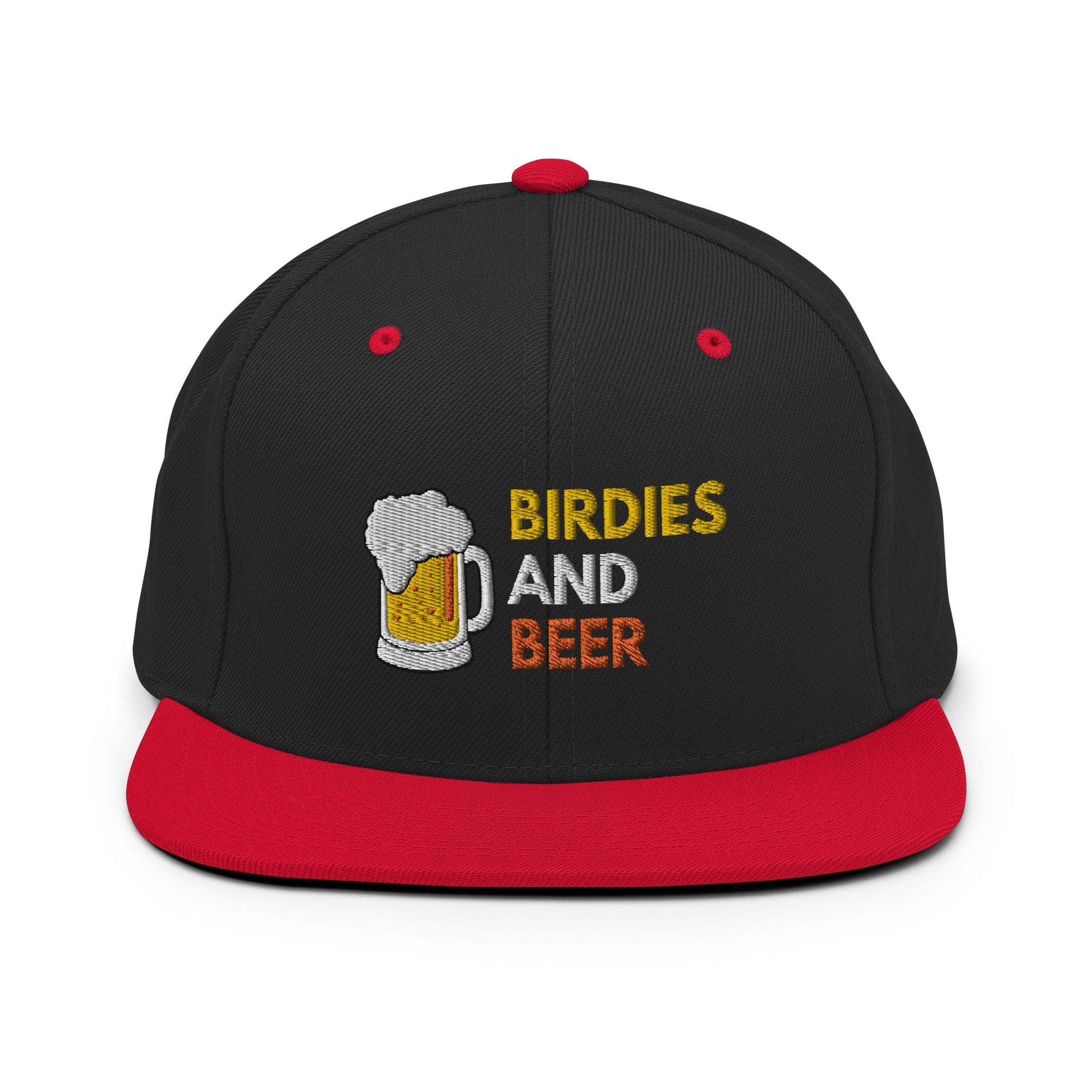 Funny Golfer Gifts  Snapback Hat Black/ Red Birdies and Beer Snapback Hat
