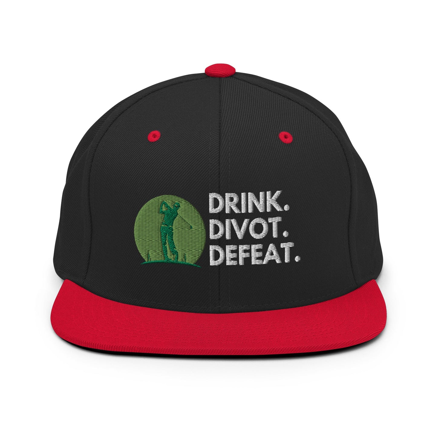Funny Golfer Gifts  Snapback Hat Black/ Red Drink. Divot. Defeat Snapback Hat