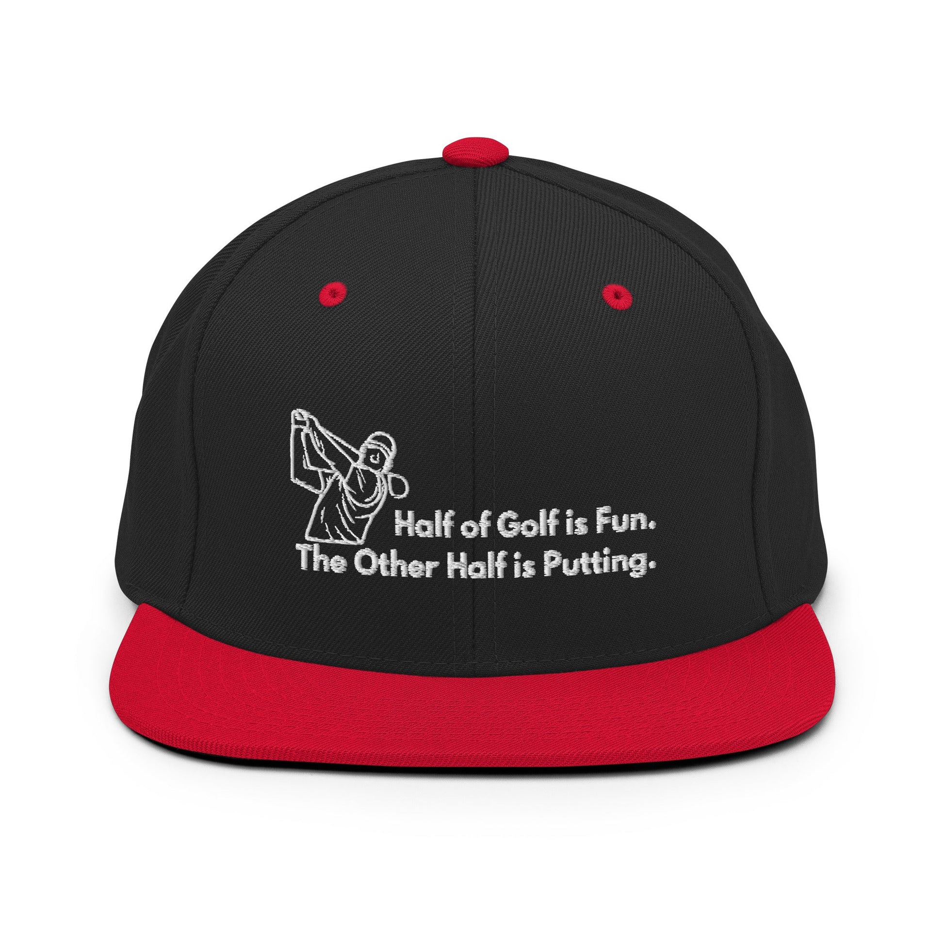 Funny Golfer Gifts  Snapback Hat Black/ Red Half of Golf is Fun Snapback Hat