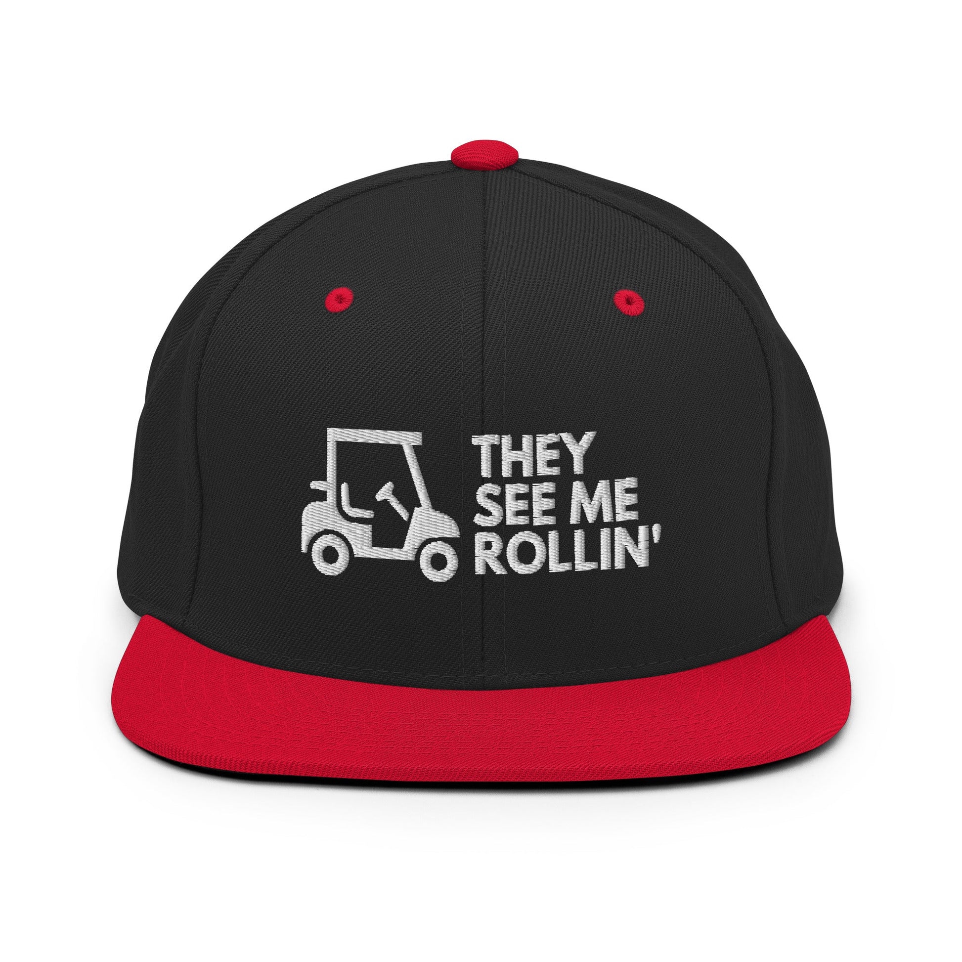 Funny Golfer Gifts  Snapback Hat Black/ Red They See Me Rollin Golfcart Hat Snapback Hat