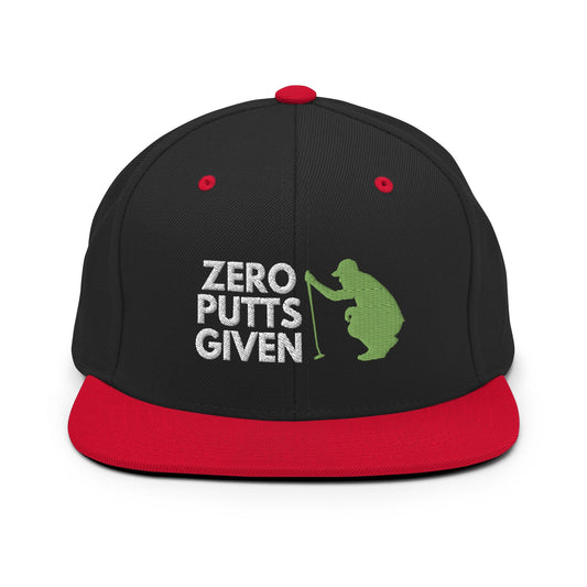 Funny Golfer Gifts  Snapback Hat Black/ Red Zero Putts Given Hat Snapback Hat