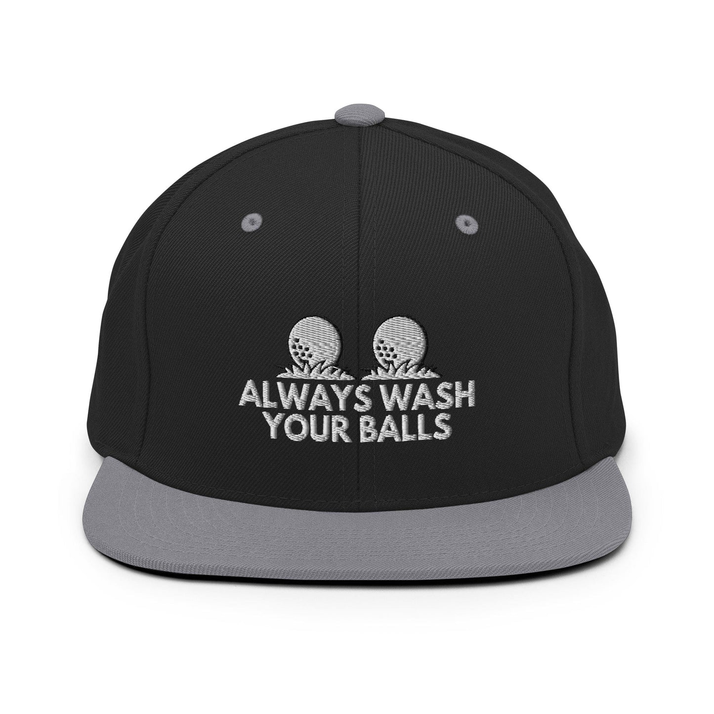 Funny Golfer Gifts  Snapback Hat Black/ Silver Always Wash Your Balls Hat Snapback Hat