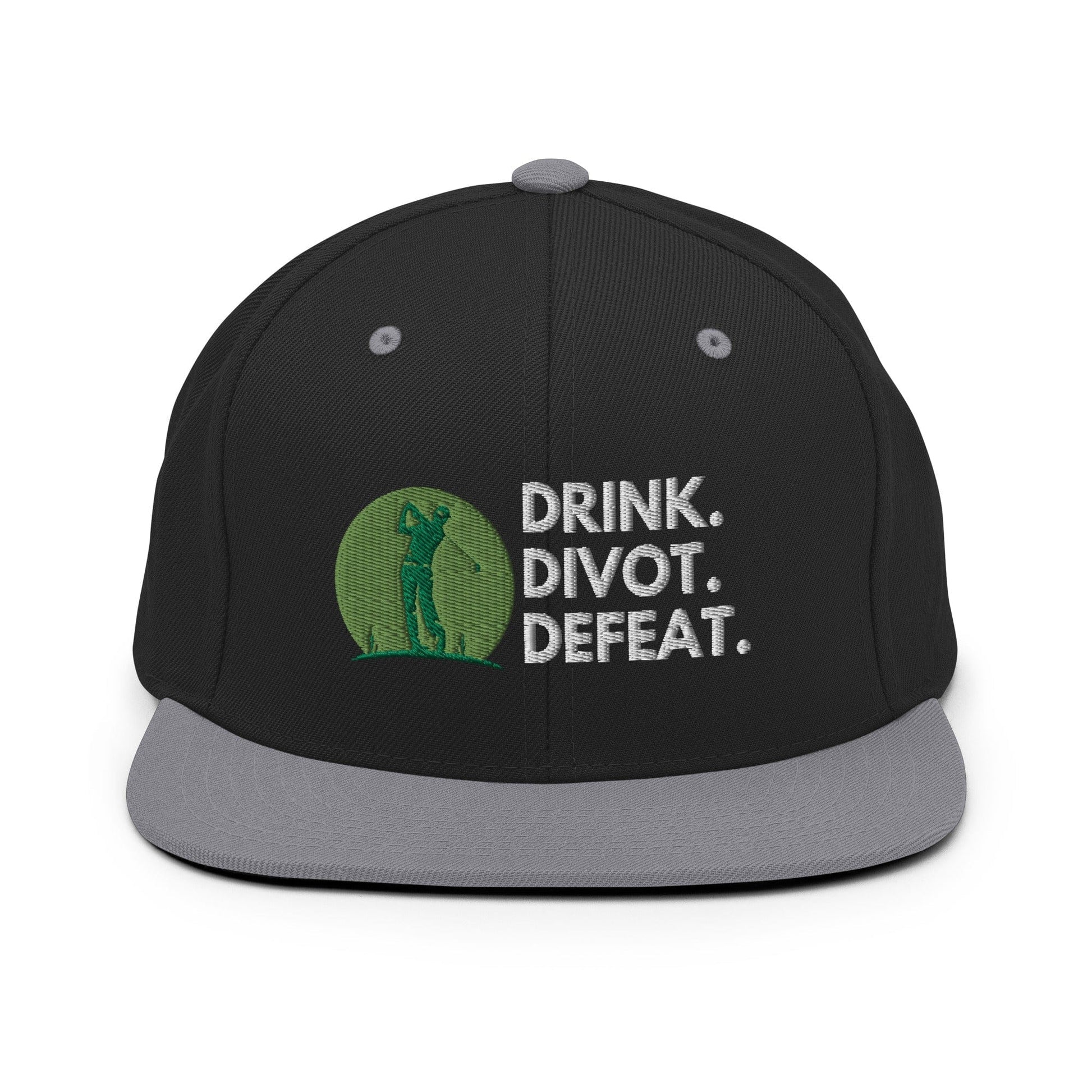 Funny Golfer Gifts  Snapback Hat Black/ Silver Drink. Divot. Defeat Snapback Hat