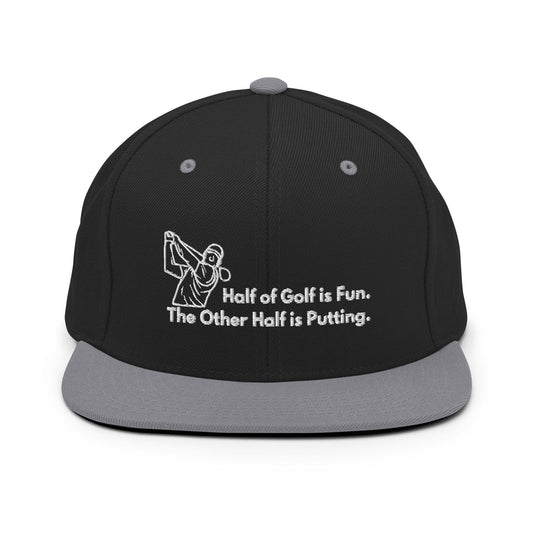 Funny Golfer Gifts  Snapback Hat Black/ Silver Half of Golf is Fun Snapback Hat