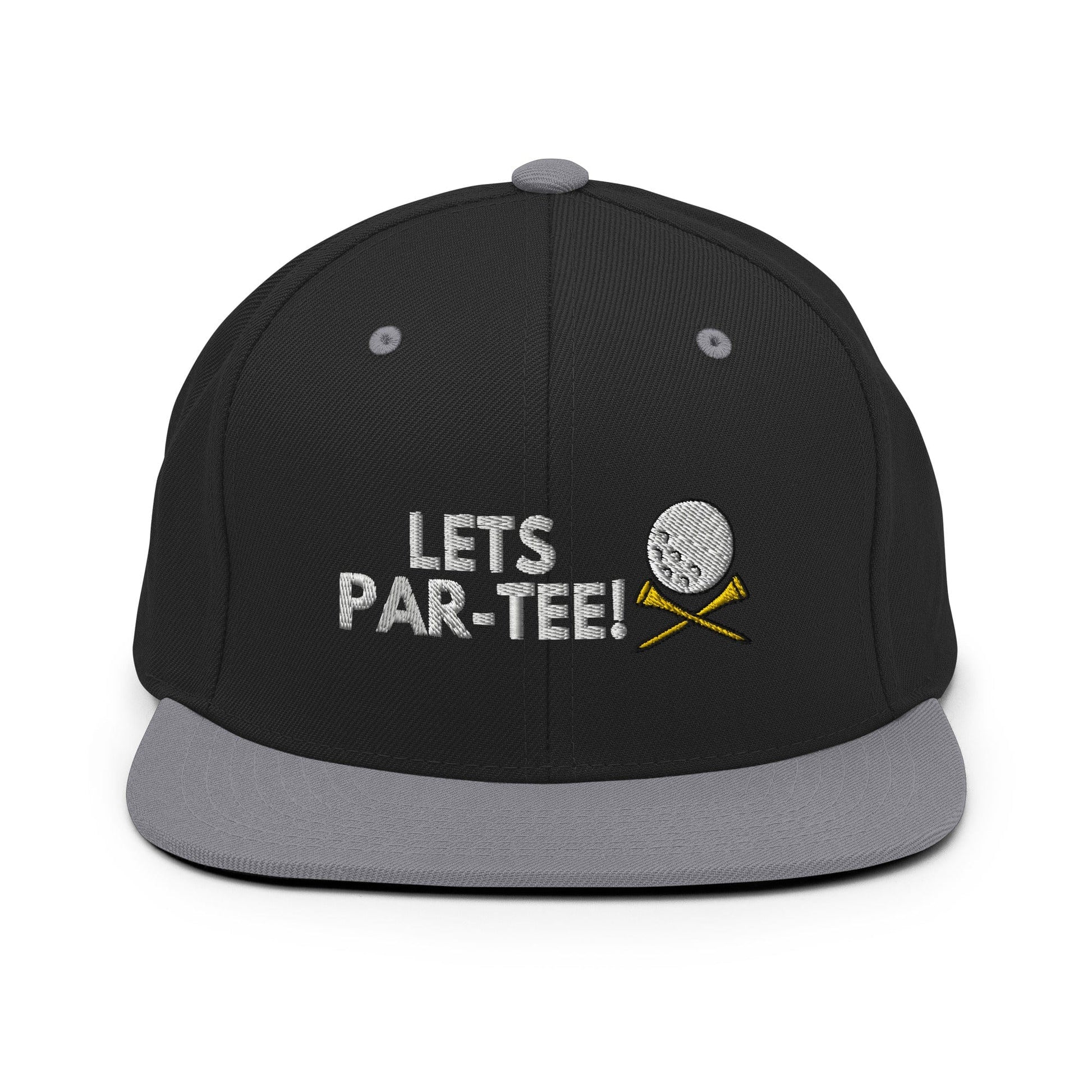 Funny Golfer Gifts  Snapback Hat Black/ Silver Lets Par-Tee Hat Snapback Hat