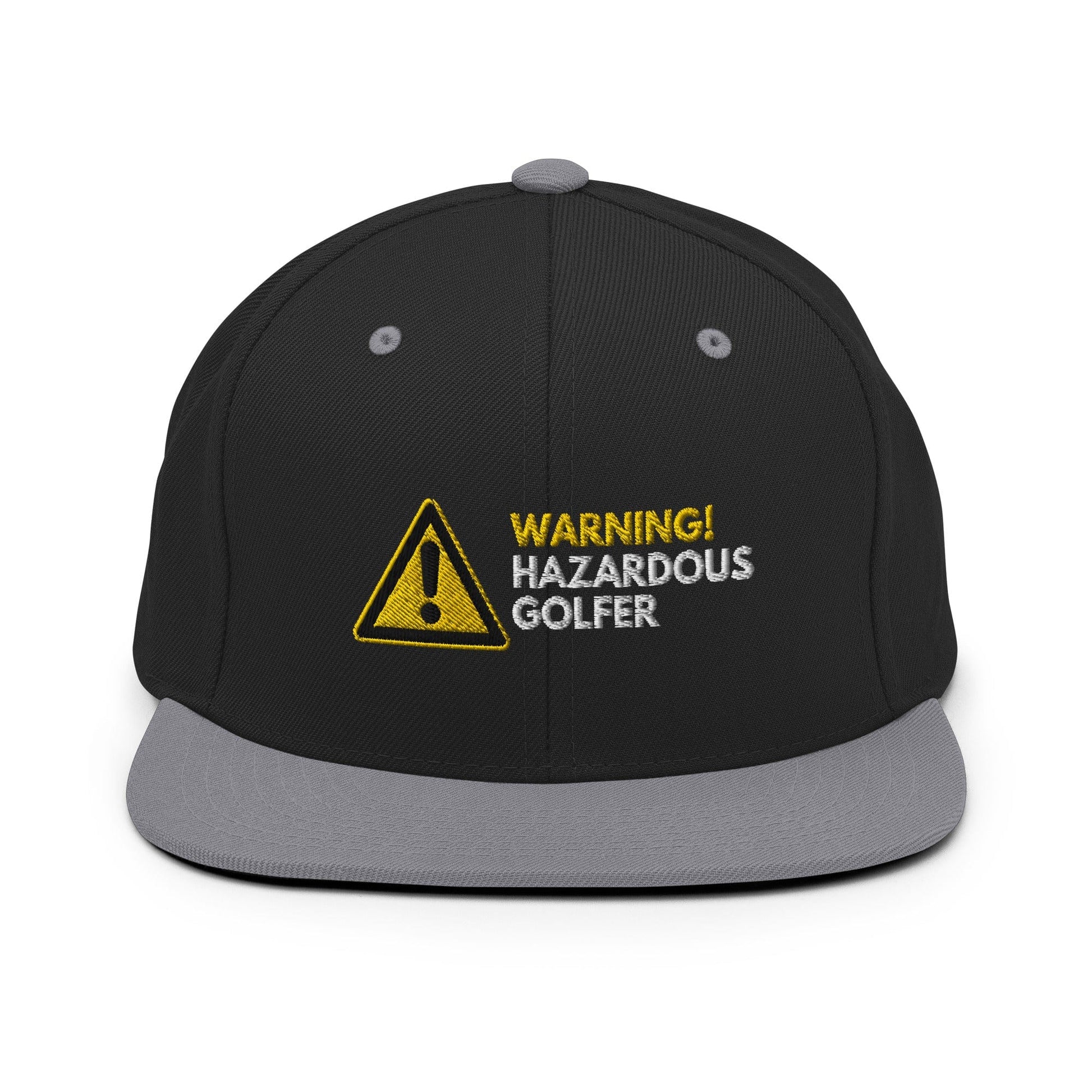 Funny Golfer Gifts  Snapback Hat Black/ Silver Warning Hazardous Golfer Snapback Hat
