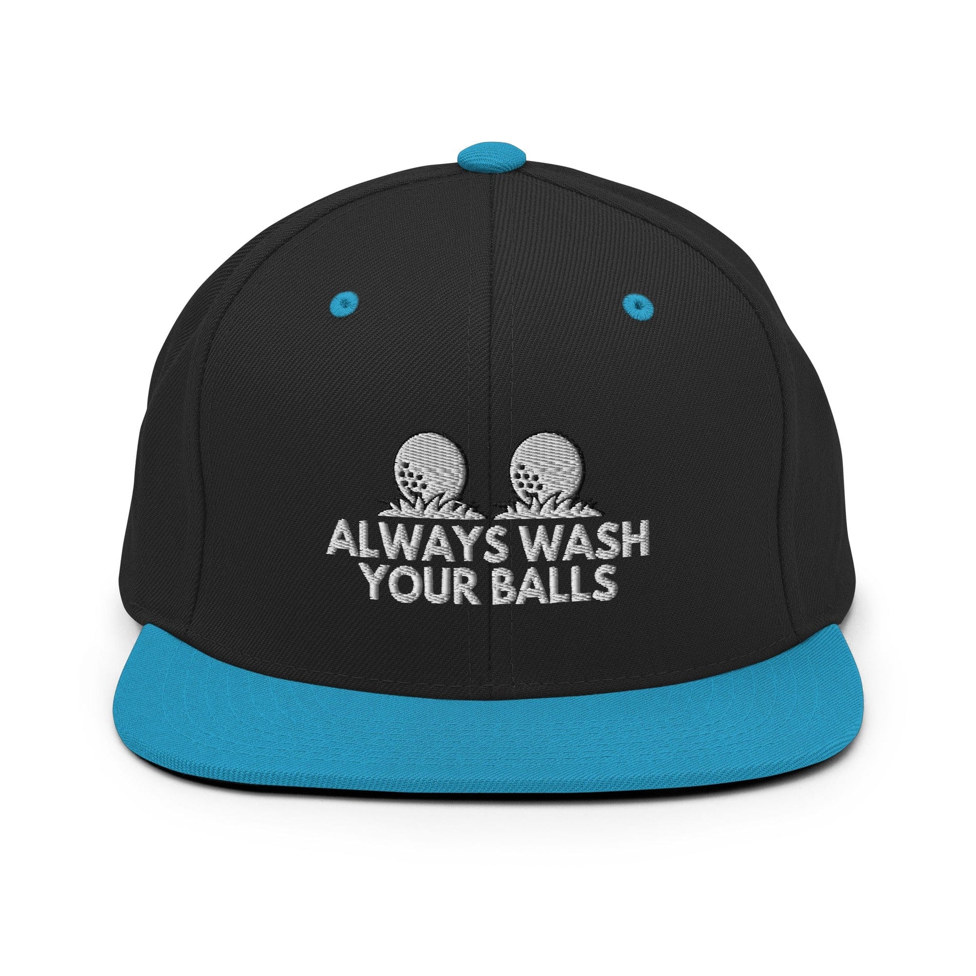 Funny Golfer Gifts  Snapback Hat Black/ Teal Always Wash Your Balls Hat Snapback Hat