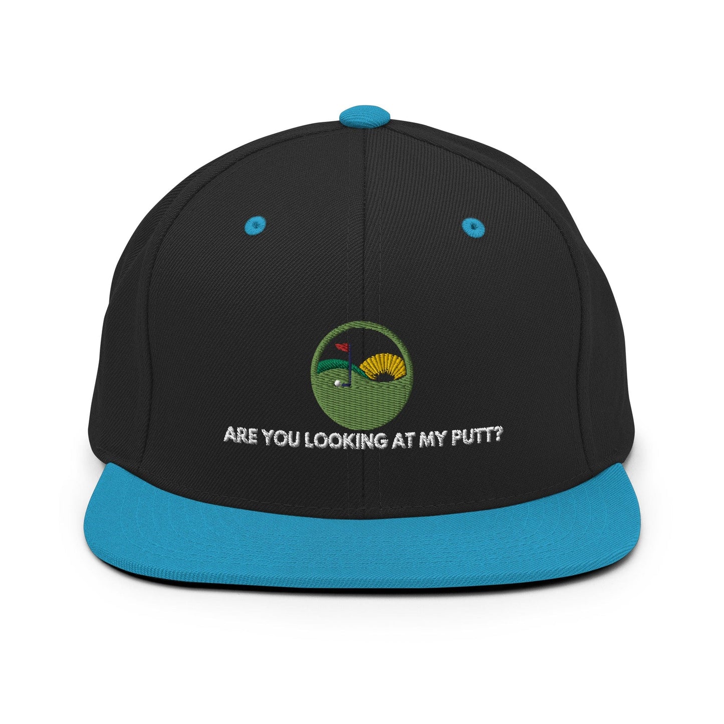 Funny Golfer Gifts  Snapback Hat Black/ Teal Are you looking at my putt Snapback Hat