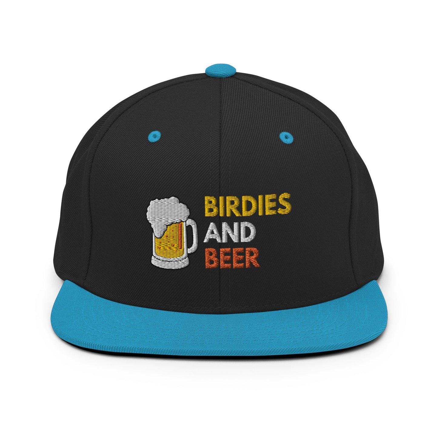 Funny Golfer Gifts  Snapback Hat Black/ Teal Birdies and Beer Snapback Hat