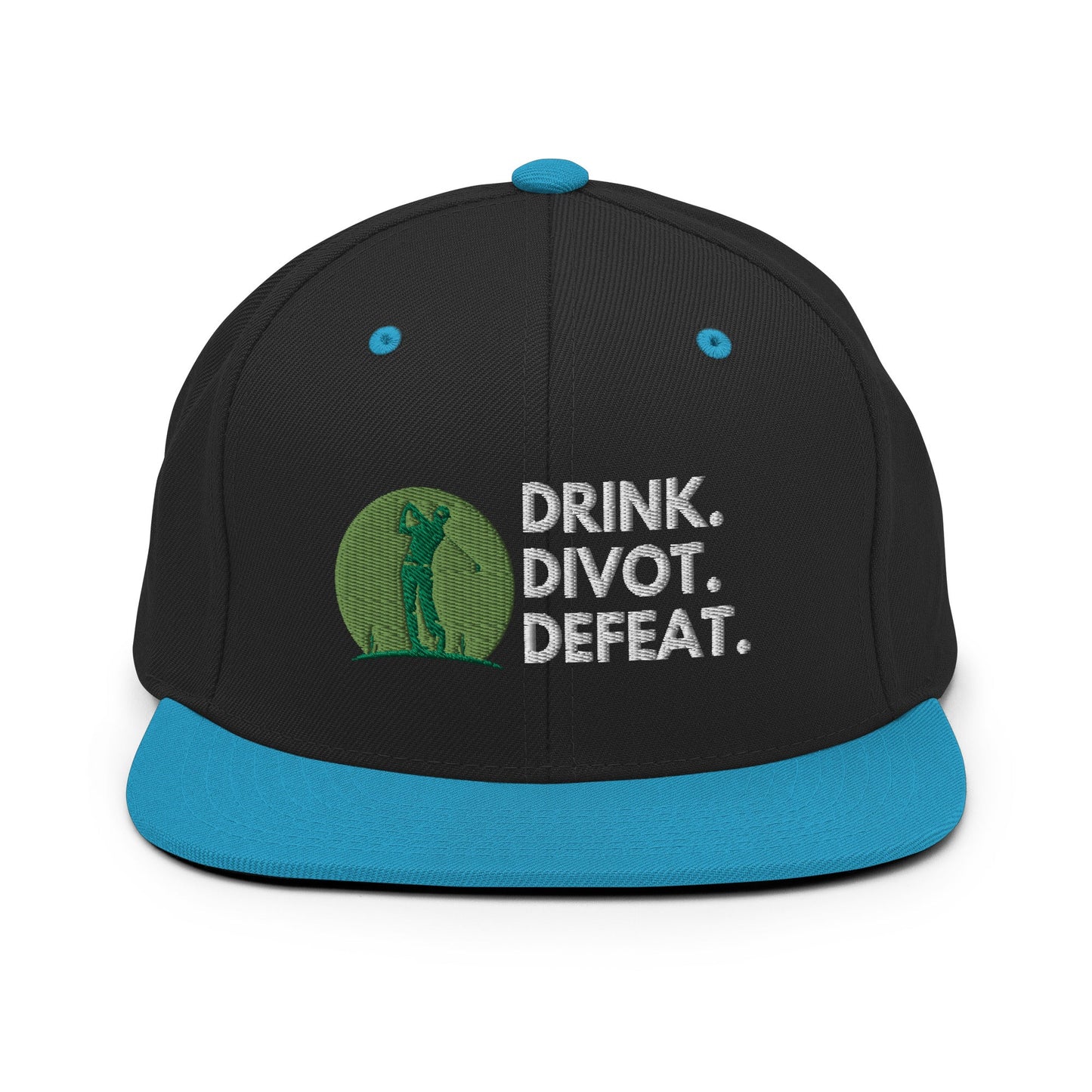 Funny Golfer Gifts  Snapback Hat Black/ Teal Drink. Divot. Defeat Snapback Hat