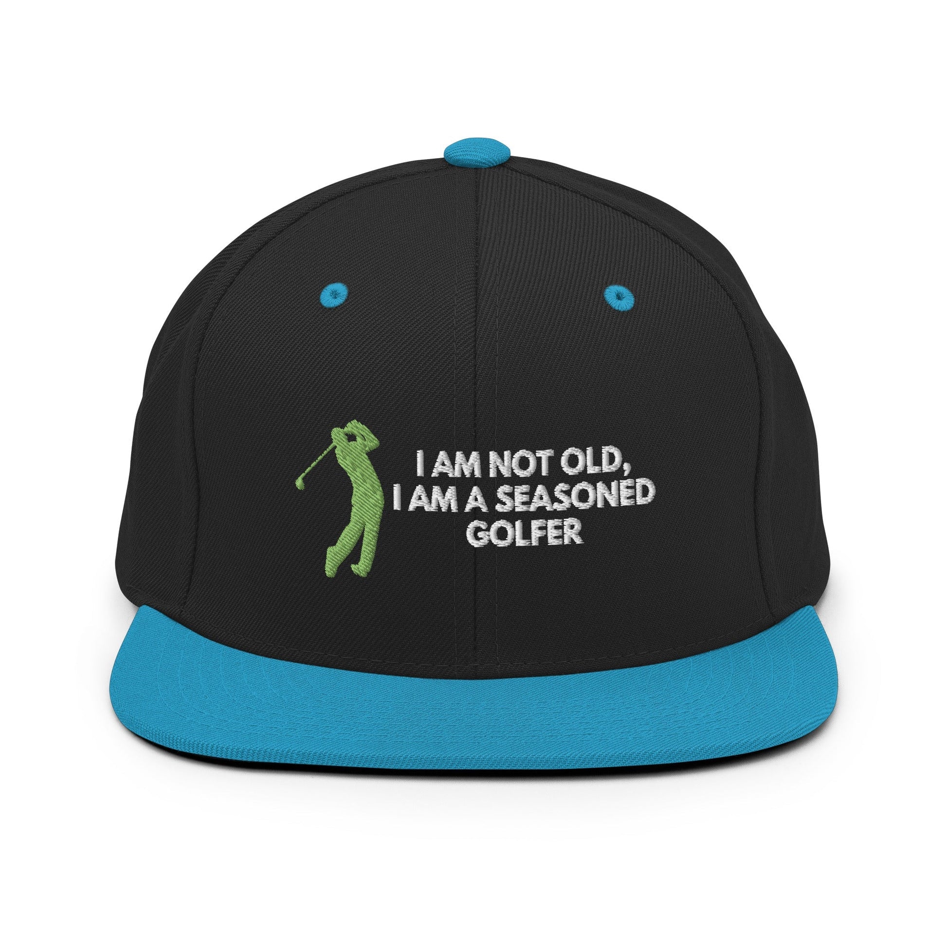Funny Golfer Gifts  Snapback Hat Black/ Teal Im Not Old I Am A Seasoned Golfer Hat Snapback Hat