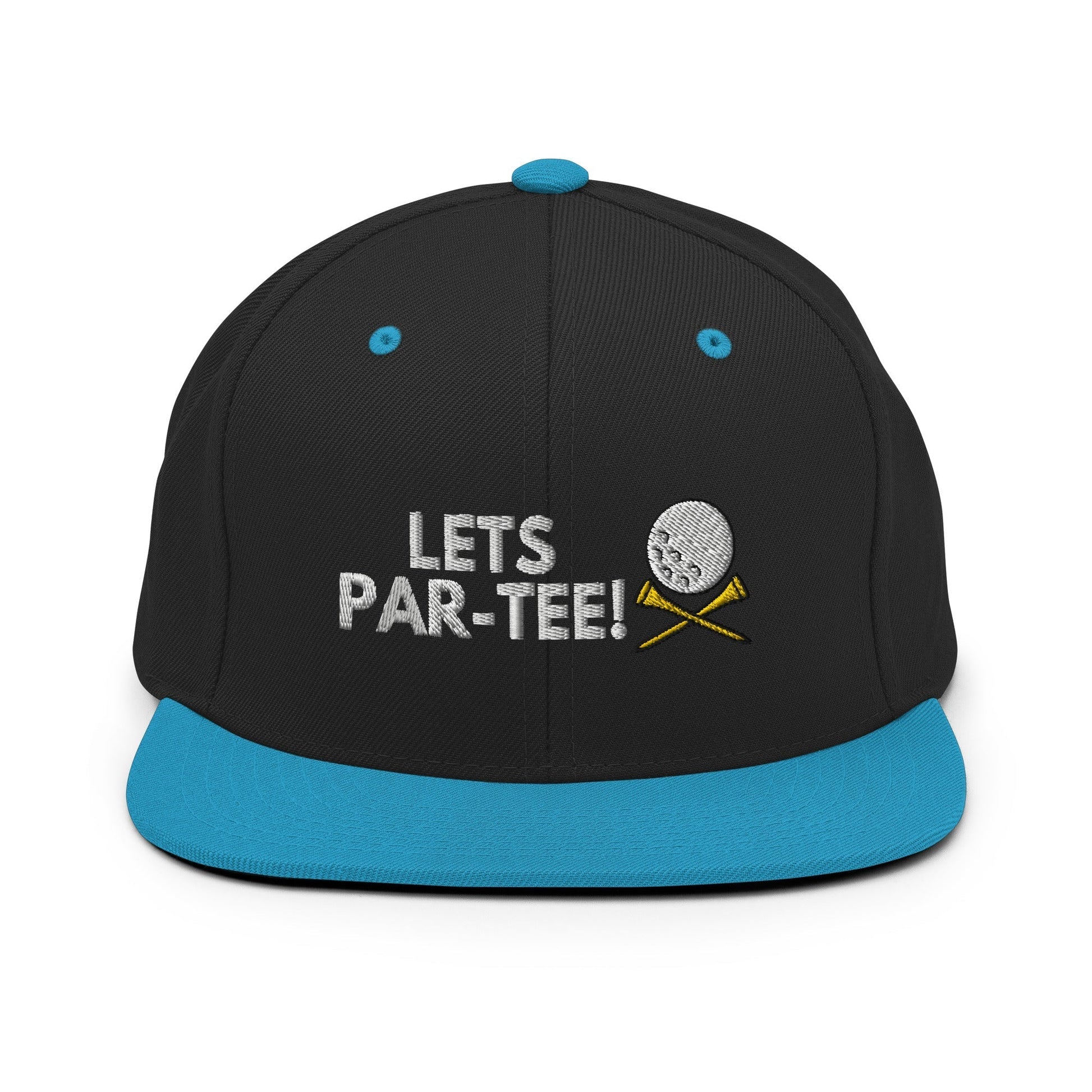 Funny Golfer Gifts  Snapback Hat Black/ Teal Lets Par-Tee Hat Snapback Hat