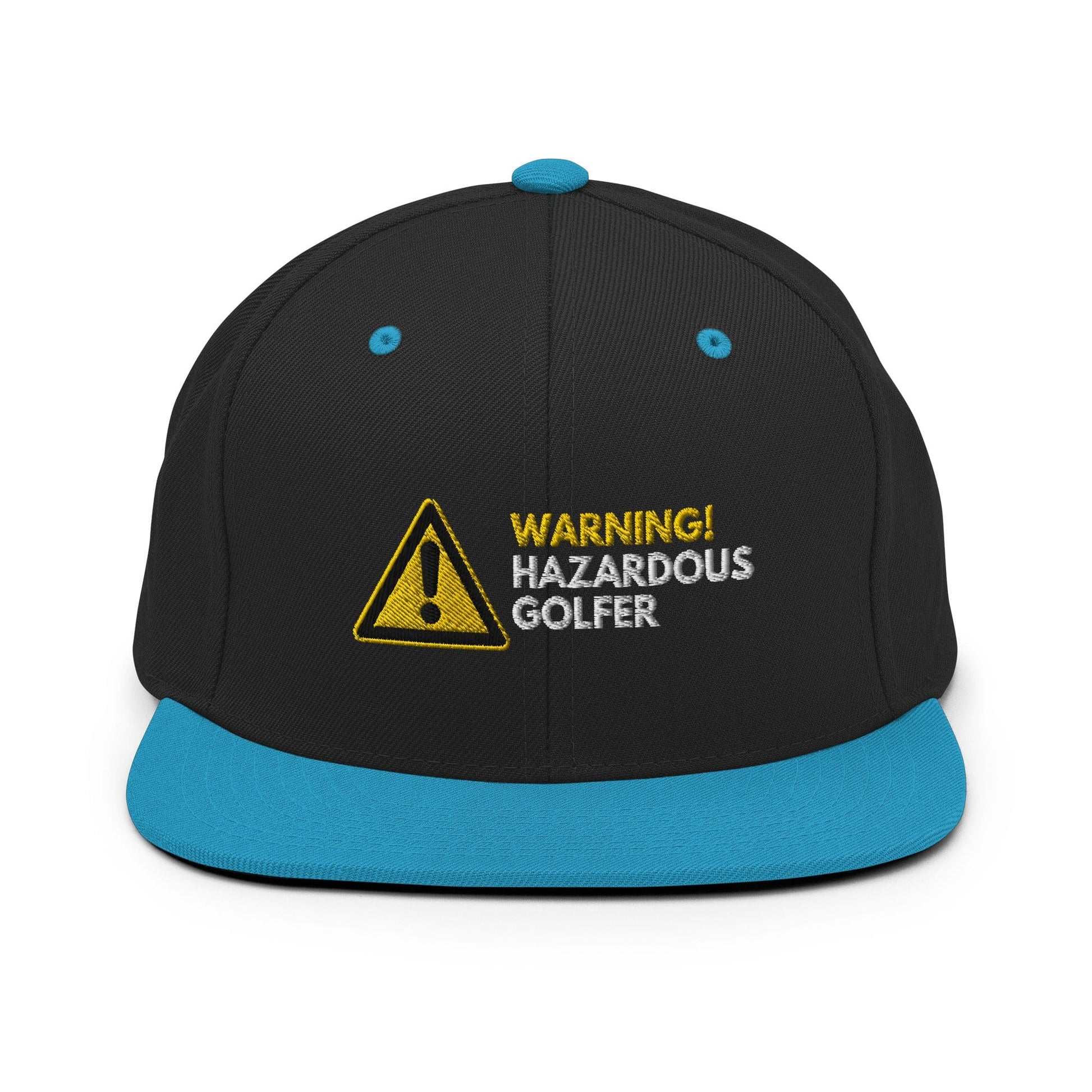 Funny Golfer Gifts  Snapback Hat Black/ Teal Warning Hazardous Golfer Snapback Hat