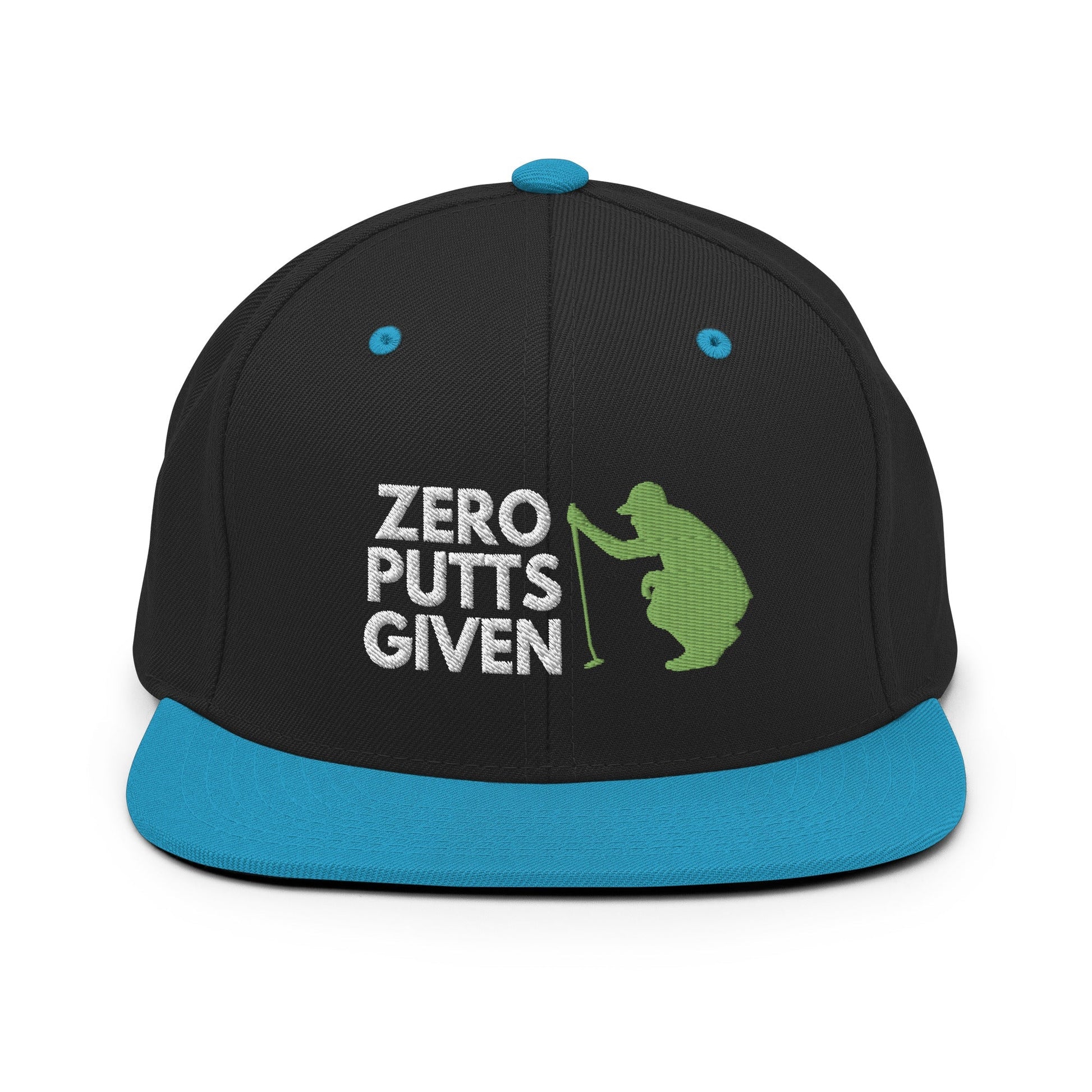 Funny Golfer Gifts  Snapback Hat Black/ Teal Zero Putts Given Hat Snapback Hat