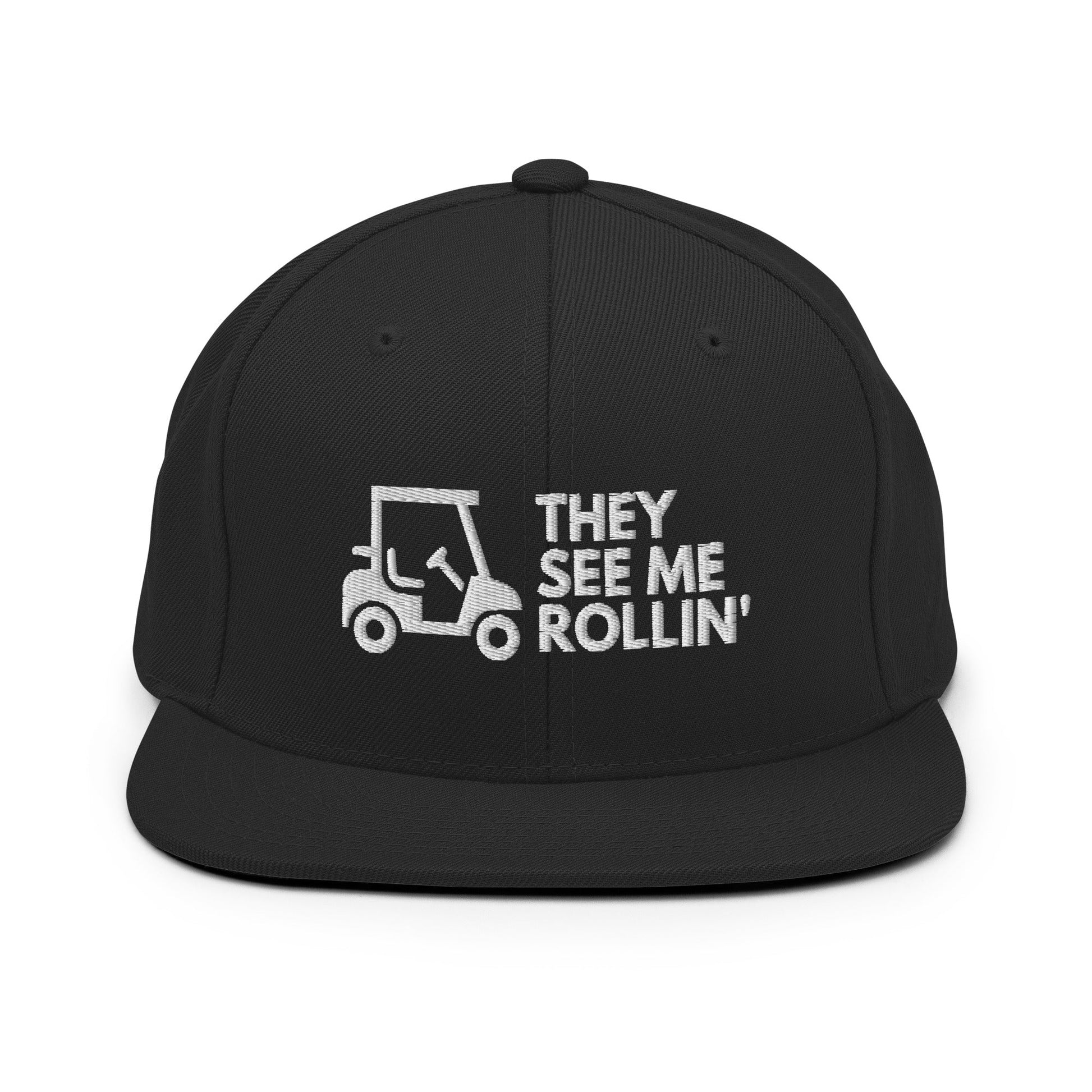 Funny Golfer Gifts  Snapback Hat Black They See Me Rollin Golfcart Hat Snapback Hat