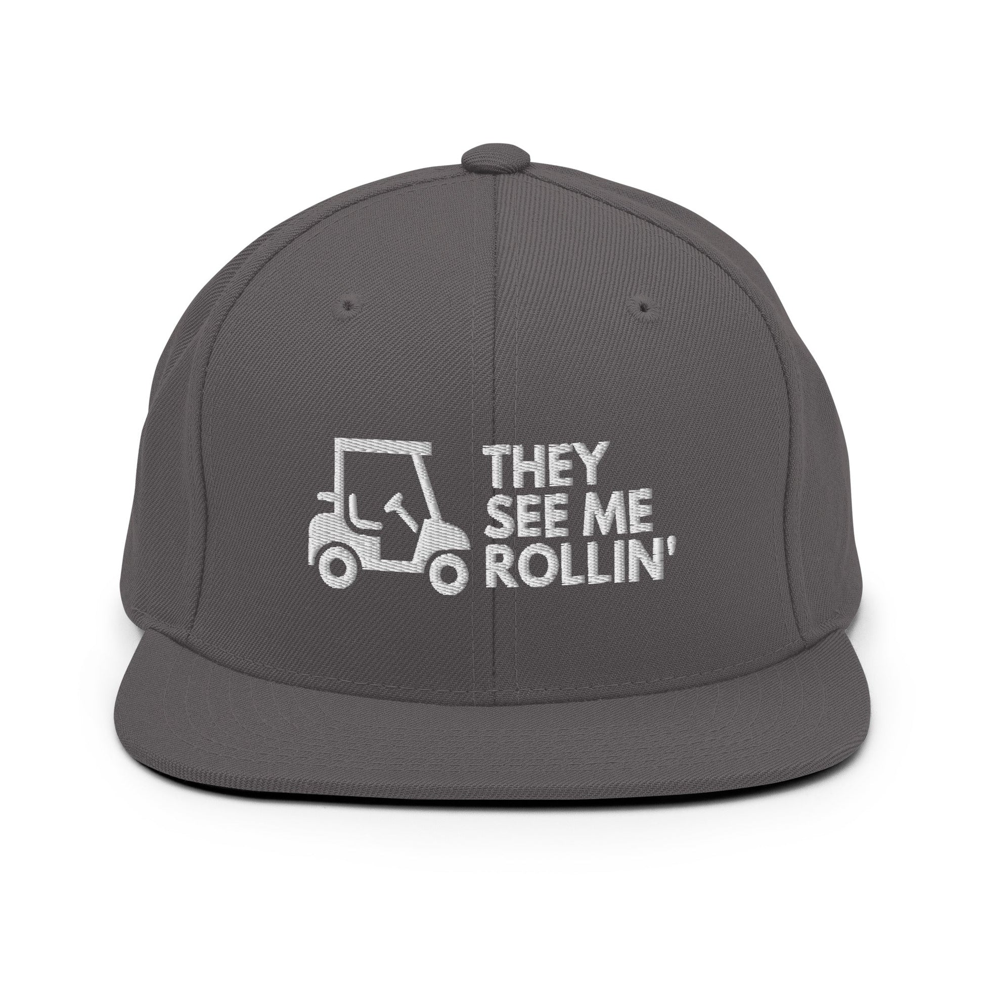 Funny Golfer Gifts  Snapback Hat Dark Grey They See Me Rollin Golfcart Hat Snapback Hat