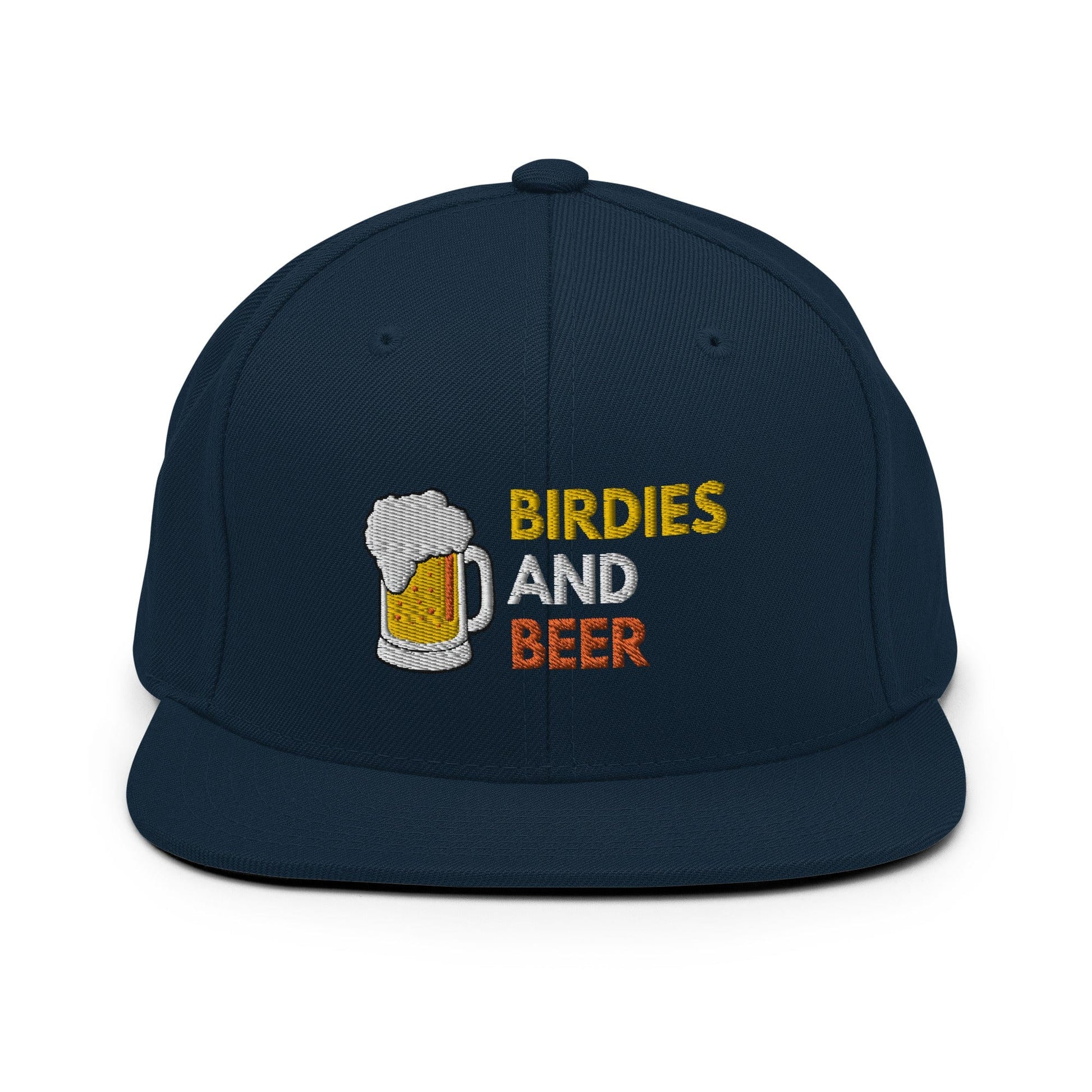 Funny Golfer Gifts  Snapback Hat Dark Navy Birdies and Beer Snapback Hat