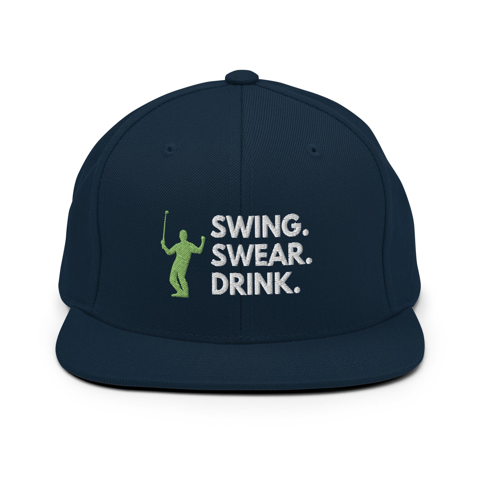 Funny Golfer Gifts  Snapback Hat Dark Navy Swing. Swear. Drink Snapback Hat