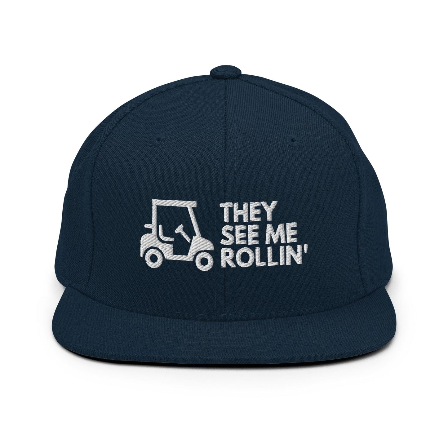 Funny Golfer Gifts  Snapback Hat Dark Navy They See Me Rollin Golfcart Hat Snapback Hat