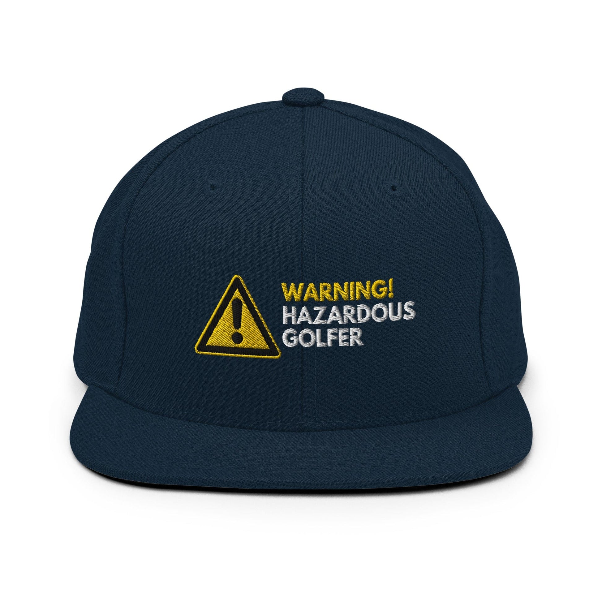 Funny Golfer Gifts  Snapback Hat Dark Navy Warning Hazardous Golfer Snapback Hat