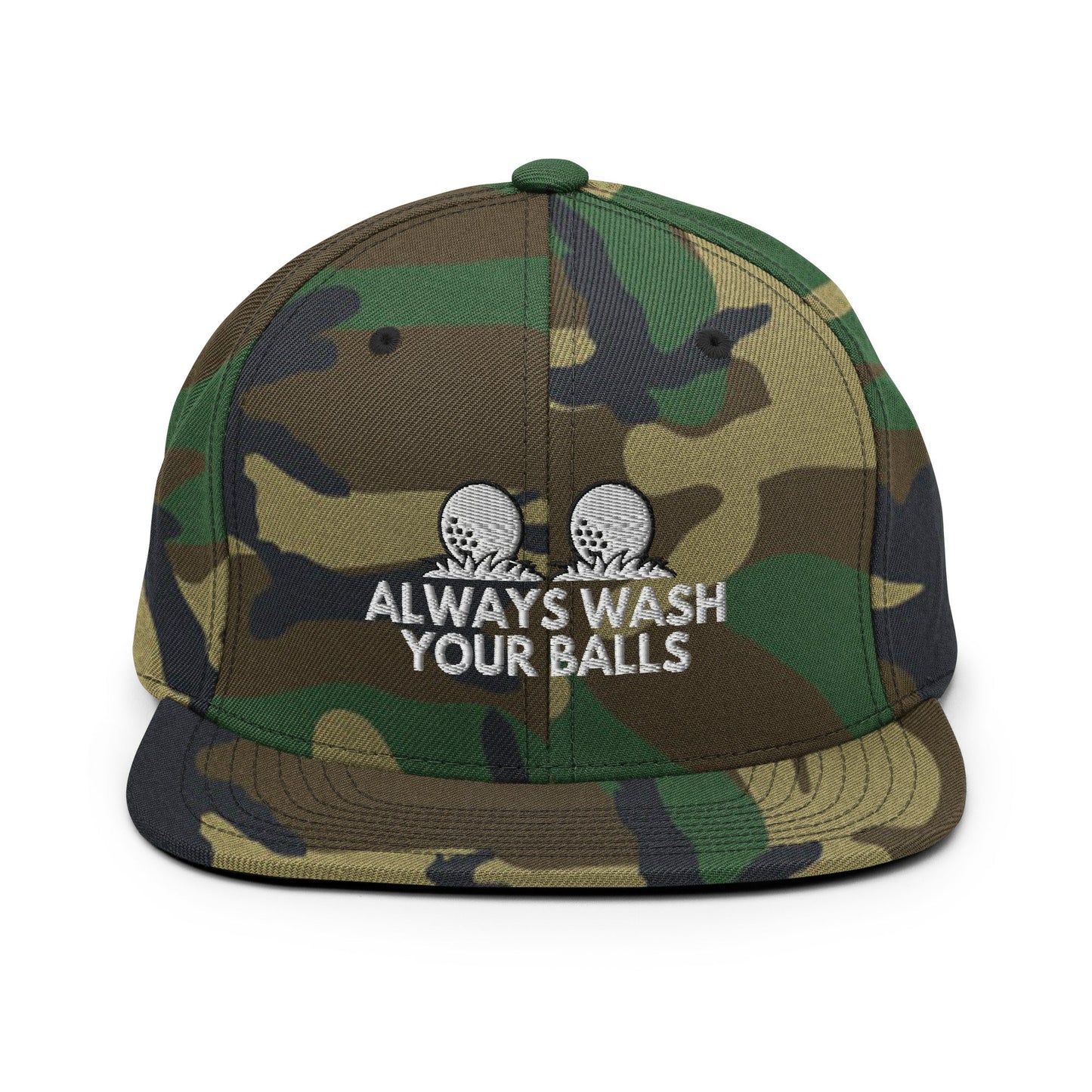 Funny Golfer Gifts  Snapback Hat Green Camo Always Wash Your Balls Hat Snapback Hat