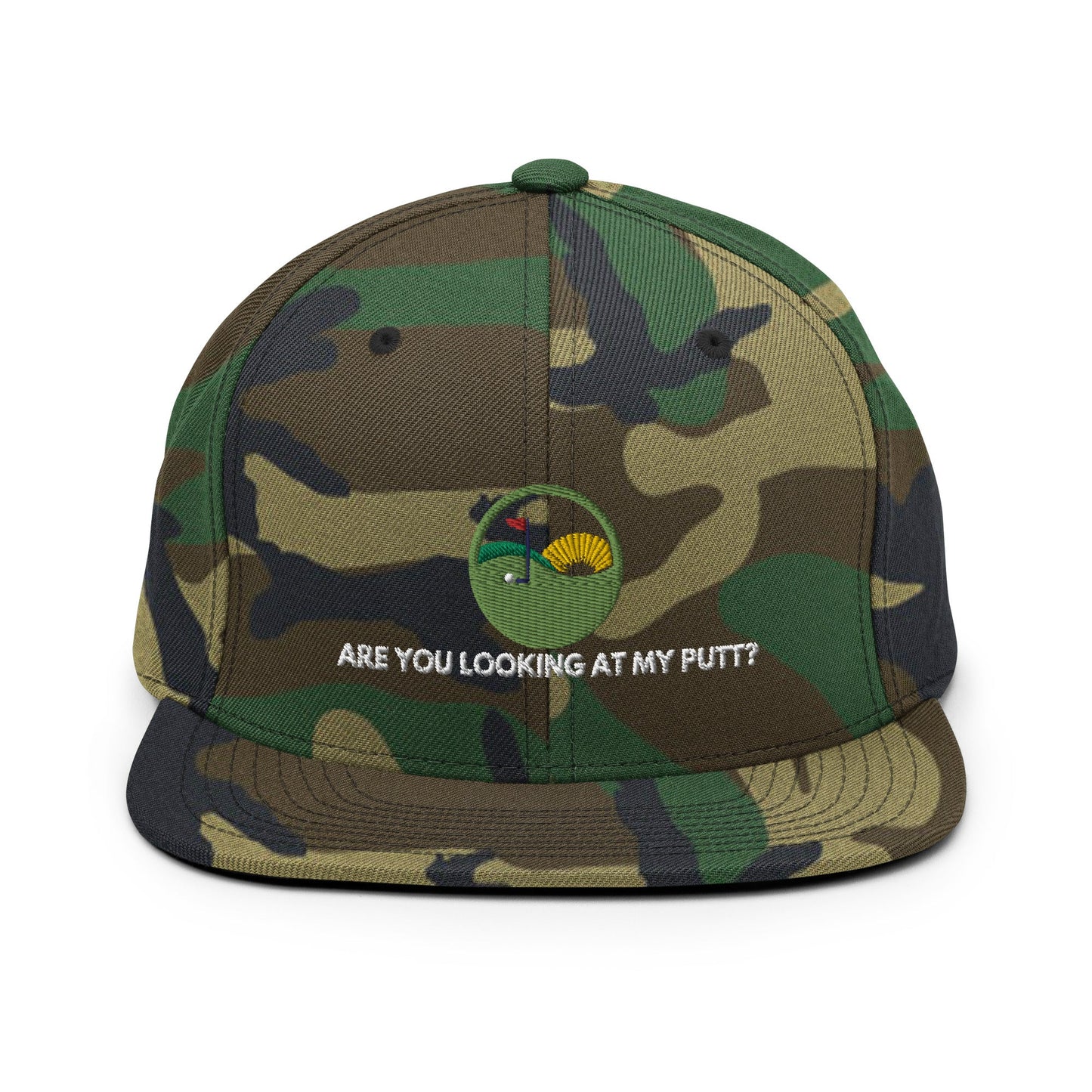 Funny Golfer Gifts  Snapback Hat Green Camo Are you looking at my putt Snapback Hat