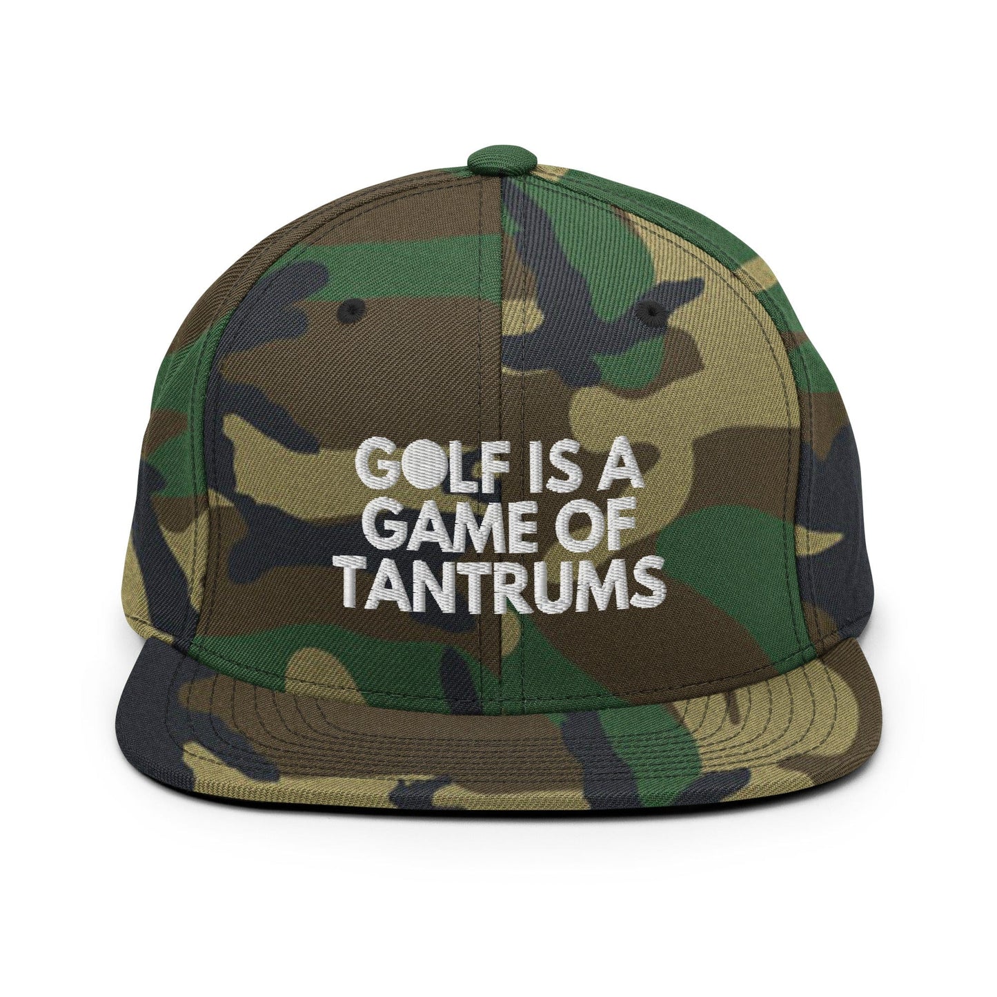 Funny Golfer Gifts  Snapback Hat Green Camo Golf Is A Game Of Tantrums Hat Snapback Hat