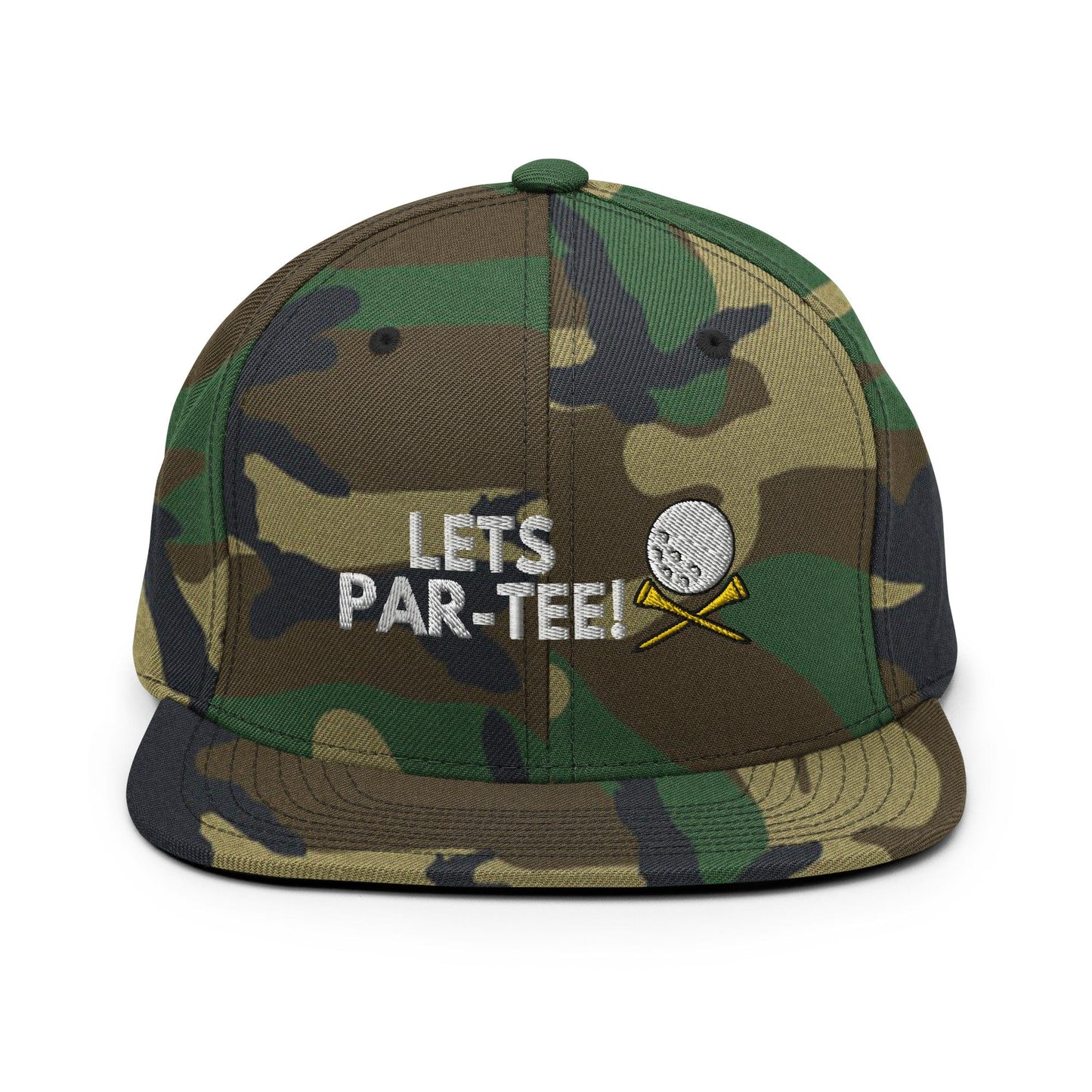 Funny Golfer Gifts  Snapback Hat Green Camo Lets Par-Tee Hat Snapback Hat