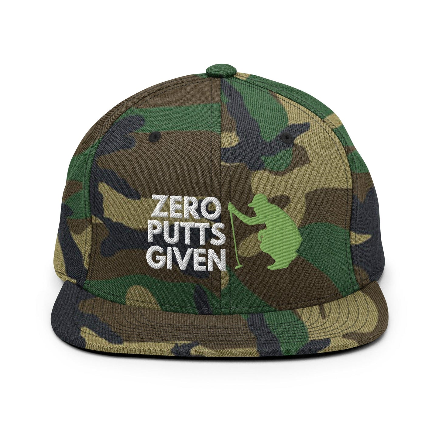 Funny Golfer Gifts  Snapback Hat Green Camo Zero Putts Given Hat Snapback Hat