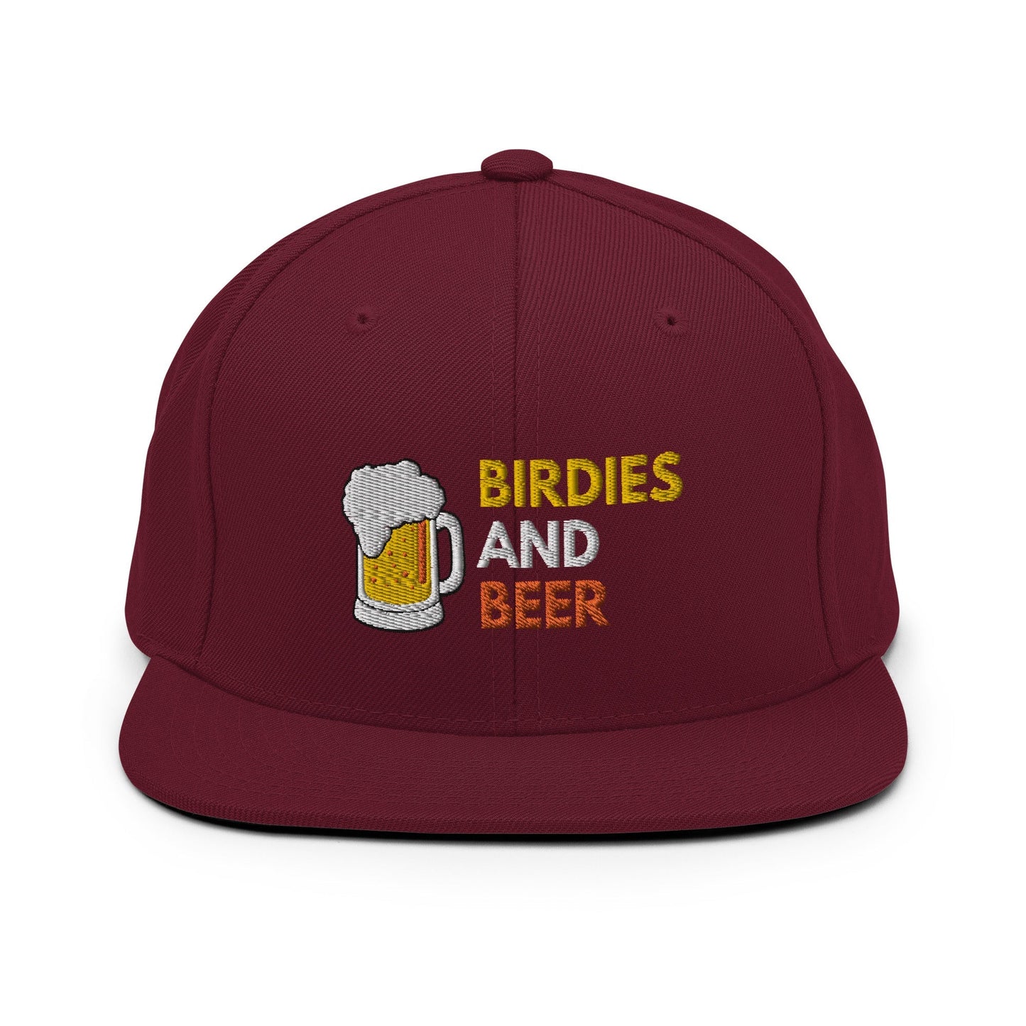 Funny Golfer Gifts  Snapback Hat Maroon Birdies and Beer Snapback Hat