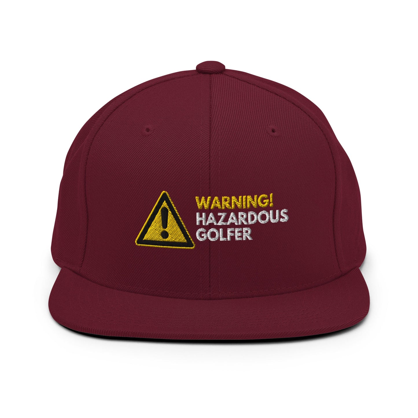Funny Golfer Gifts  Snapback Hat Maroon Warning Hazardous Golfer Snapback Hat