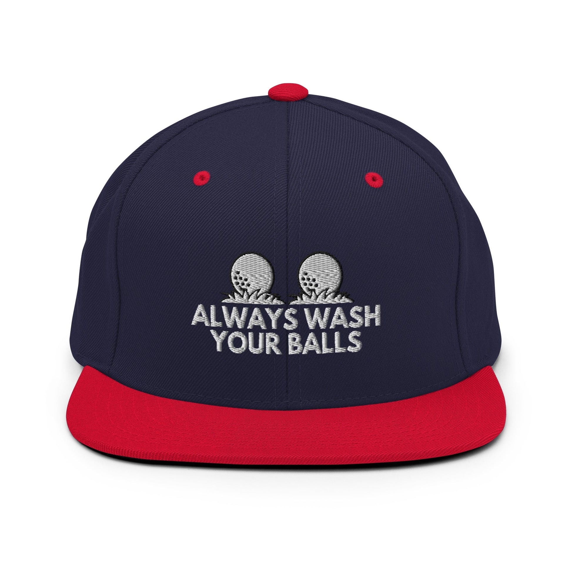 Funny Golfer Gifts  Snapback Hat Navy/ Red Always Wash Your Balls Hat Snapback Hat