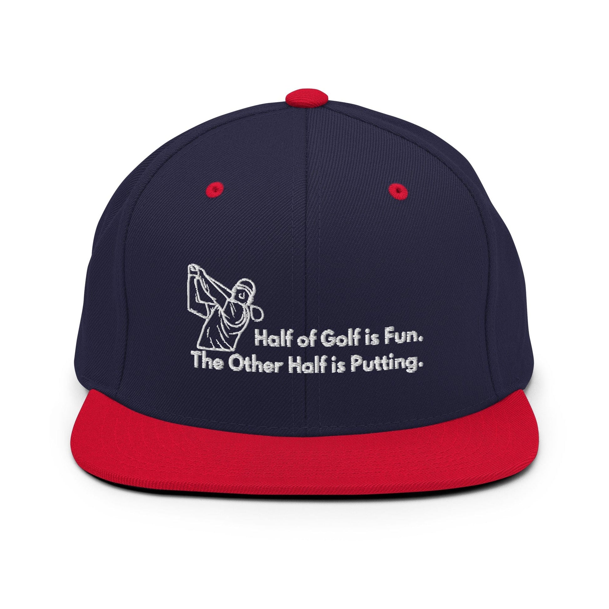 Funny Golfer Gifts  Snapback Hat Navy/ Red Half of Golf is Fun Snapback Hat