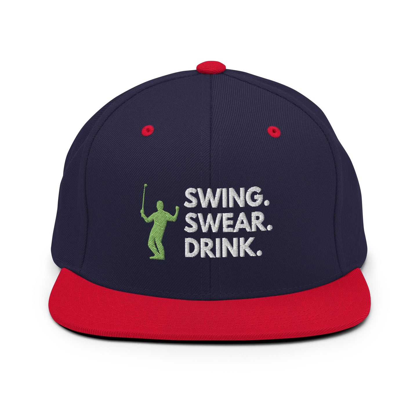 Funny Golfer Gifts  Snapback Hat Navy/ Red Swing. Swear. Drink Snapback Hat