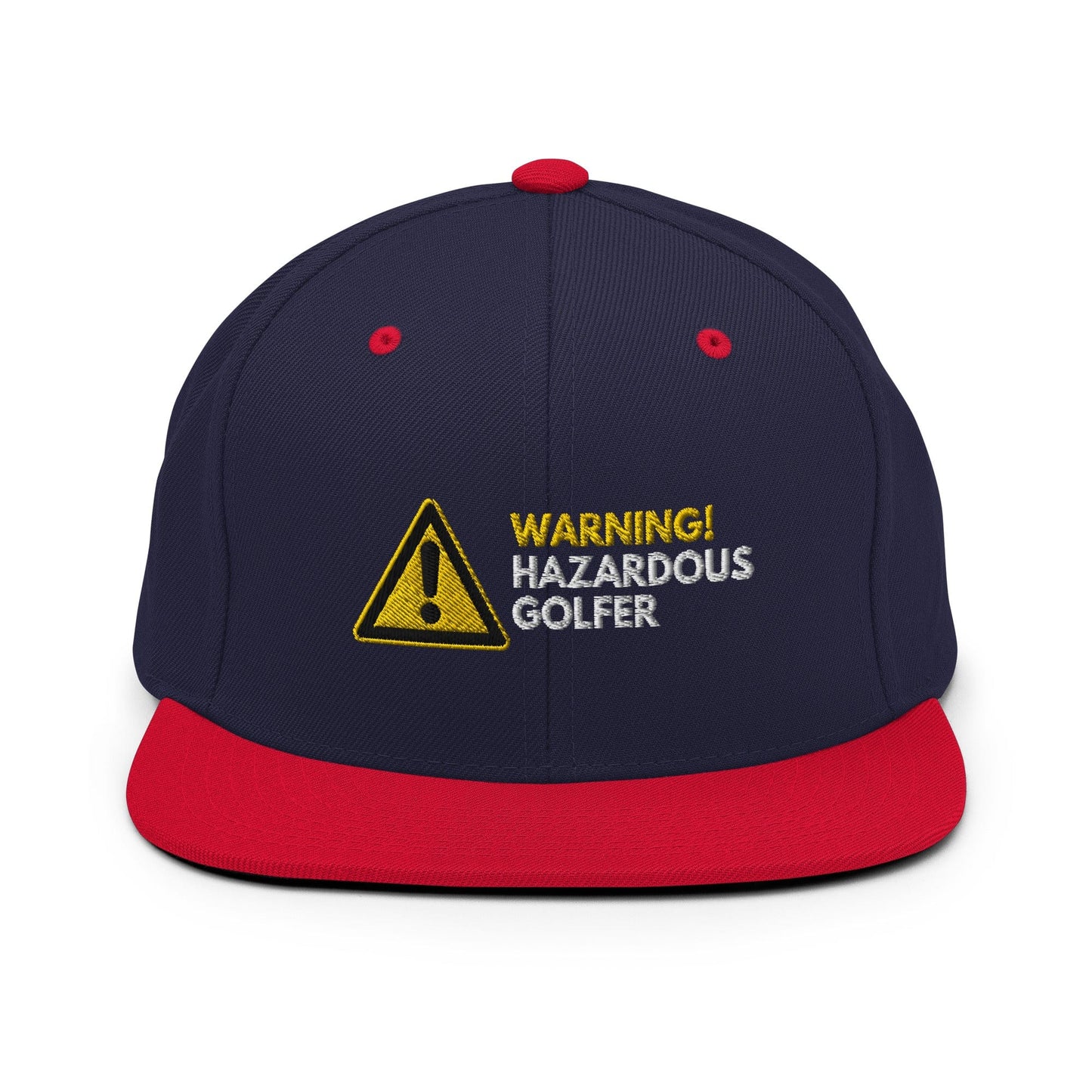 Funny Golfer Gifts  Snapback Hat Navy/ Red Warning Hazardous Golfer Snapback Hat