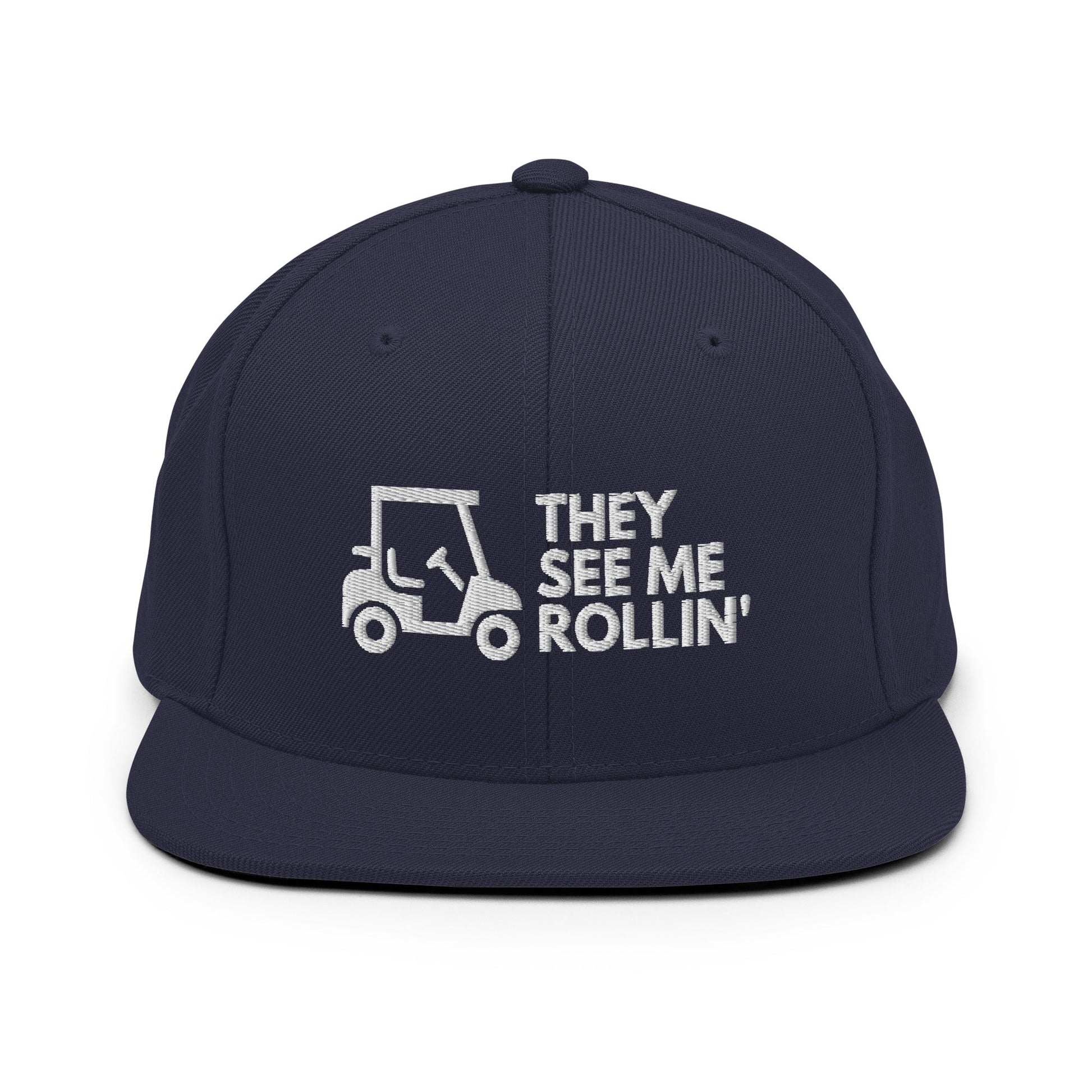 Funny Golfer Gifts  Snapback Hat Navy They See Me Rollin Golfcart Hat Snapback Hat