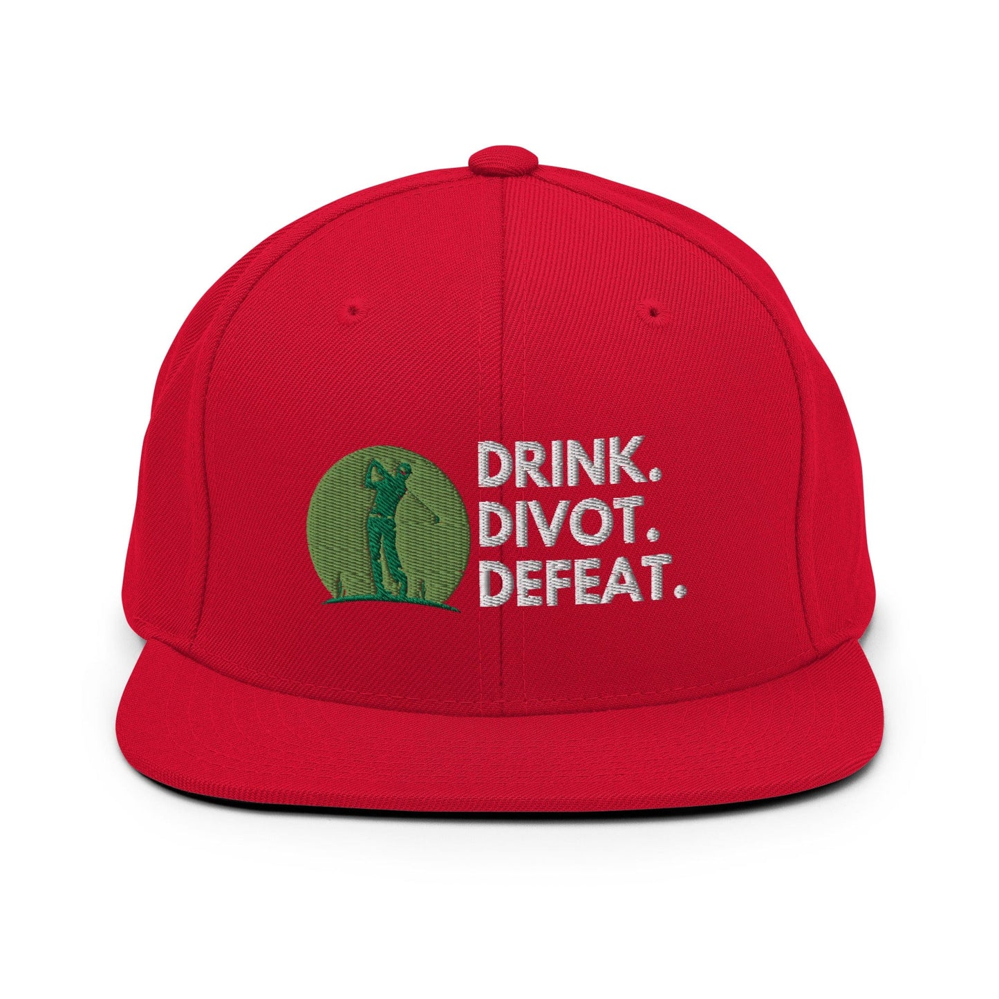 Funny Golfer Gifts  Snapback Hat Red Drink. Divot. Defeat Snapback Hat
