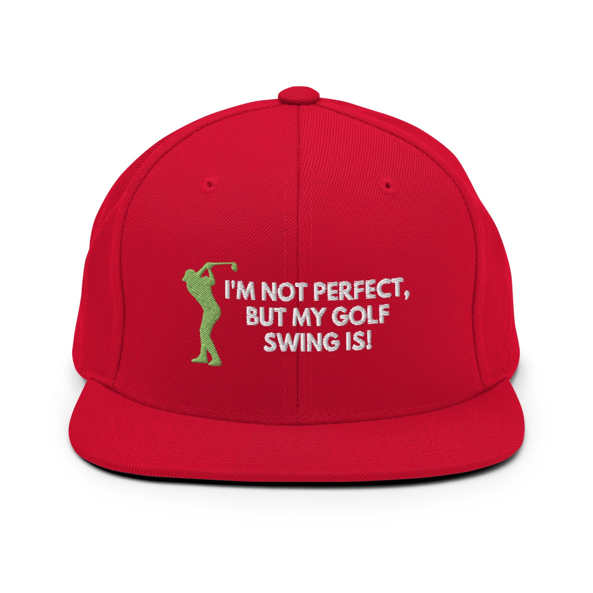 Funny Golfer Gifts  Snapback Hat Red I'm Not Perfect But My Golf Swing Is Hat Snapback Hat